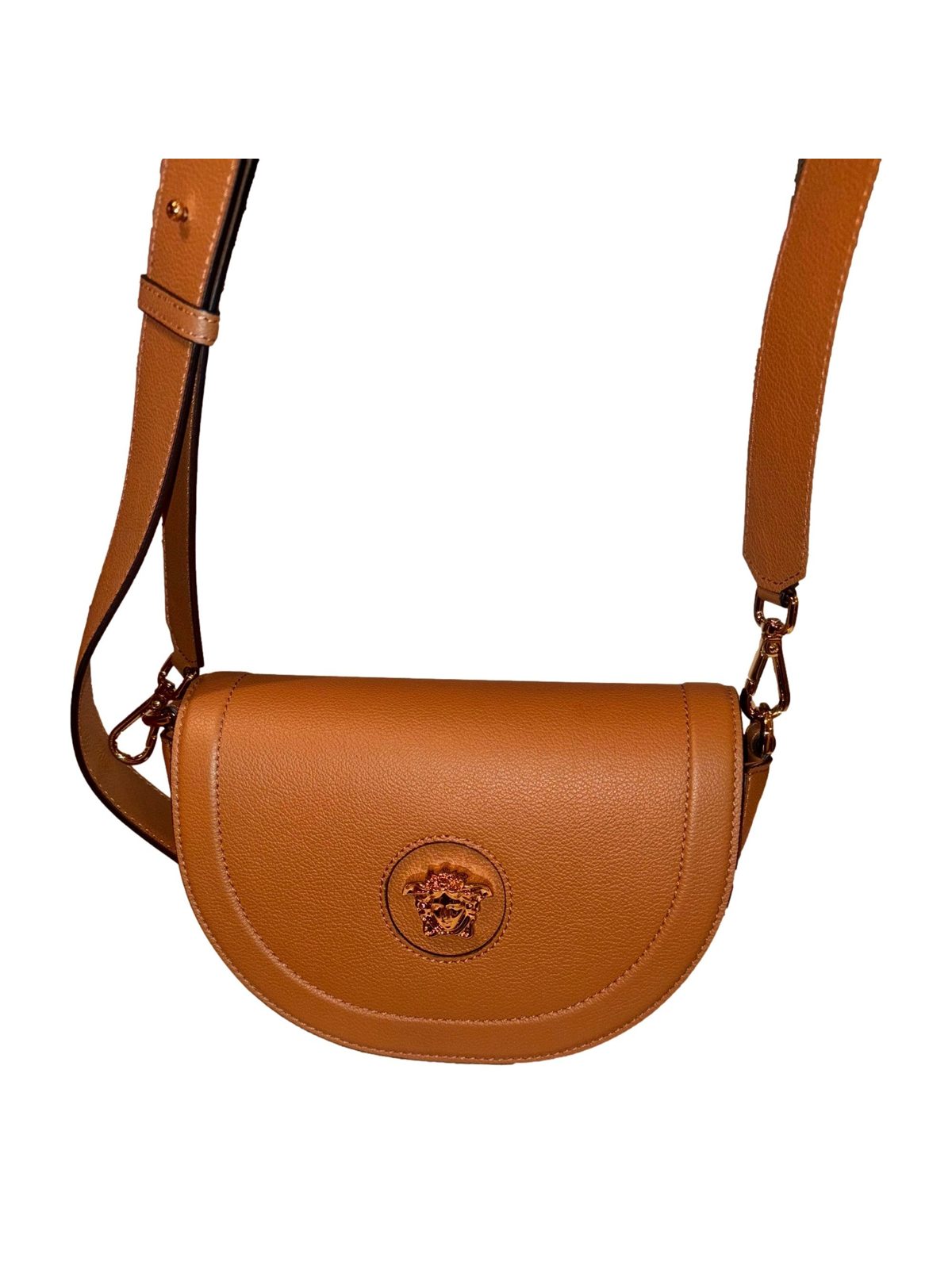 Versace La Medusa Vitello Leather Half Moon Crossbody Bag Summer