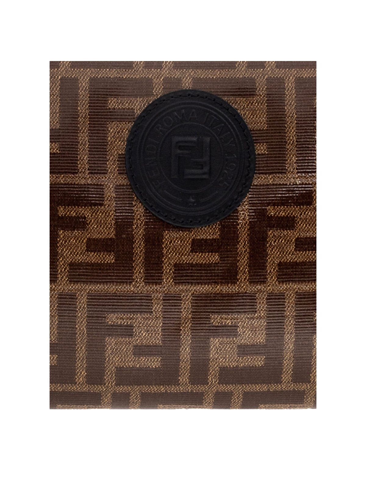 Fendi FF Zucca Brown Coated Canvas Flat Zipper Pouch Clutch