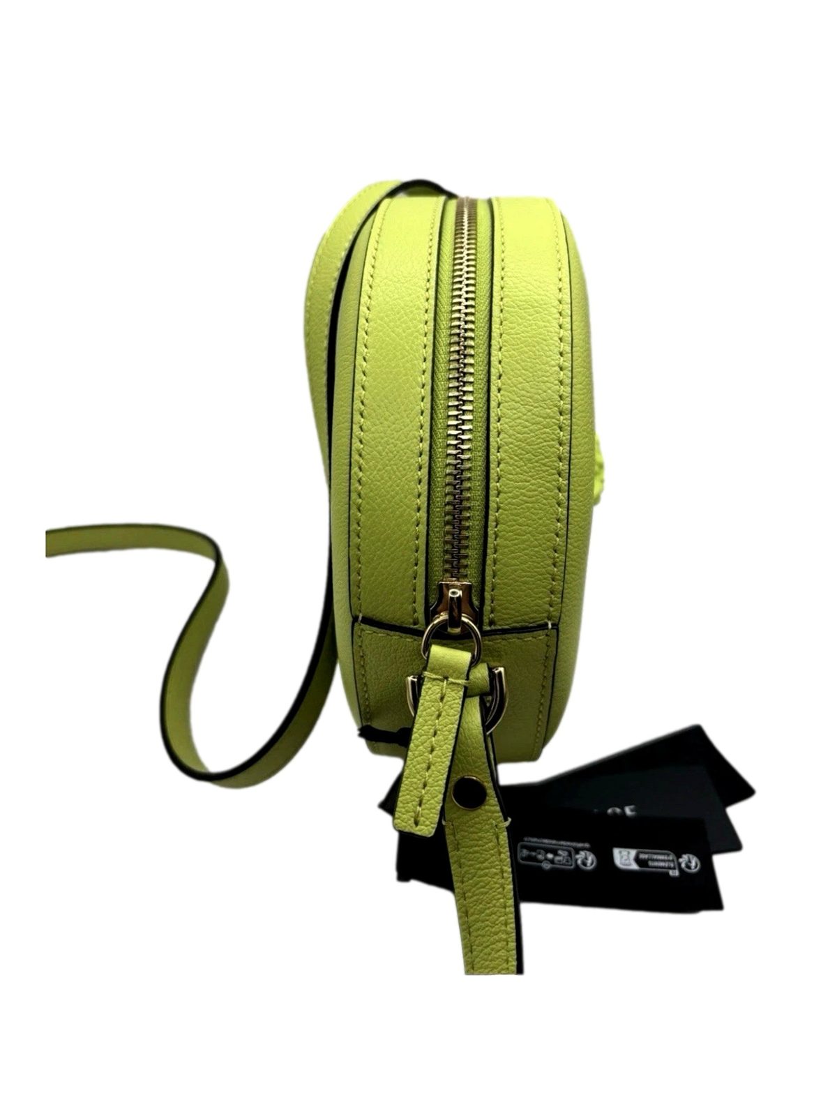 Versace La Medusa Lime Green Leather Disco Round Crossbody Bag