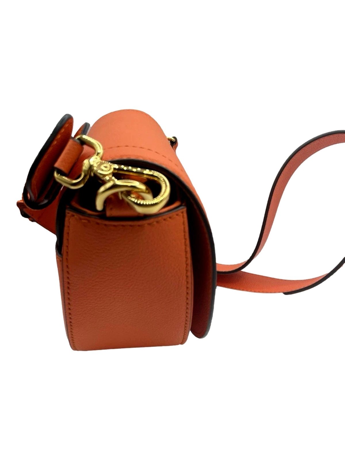 Versace Half-Moon La Medusa Vitello Leather Orange Crossbody Handbag