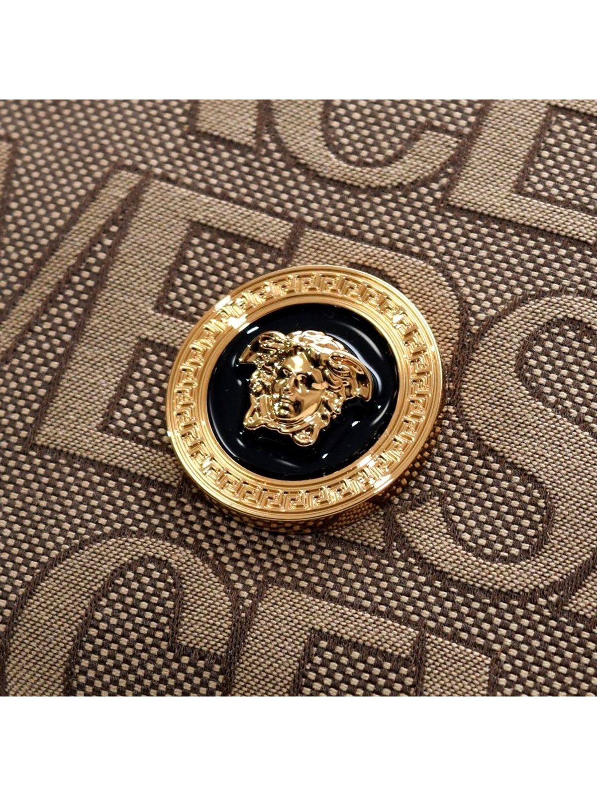 Versace La Medusa Canvas Logo Print Small Crossbody Bag Black Strap