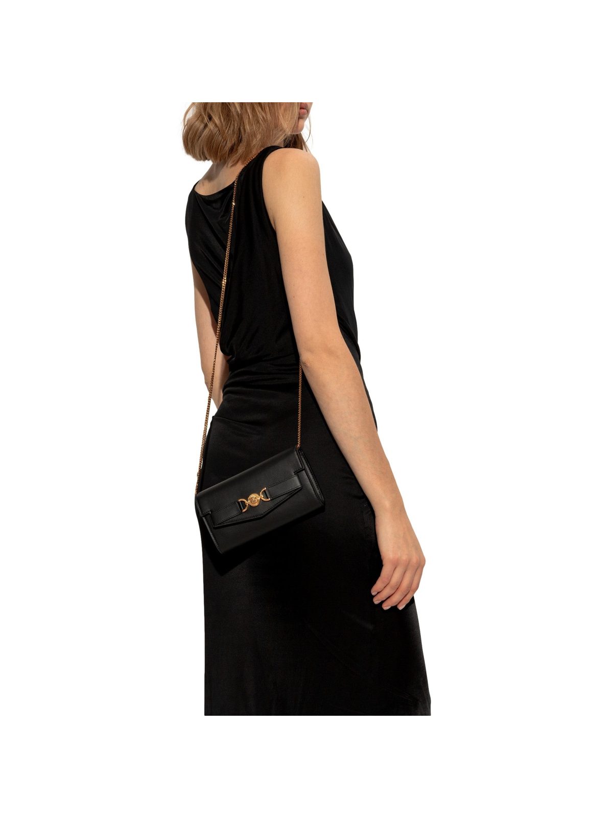 Versace Medusa 95 Small Black Wallet on Chain Crossbody Bag