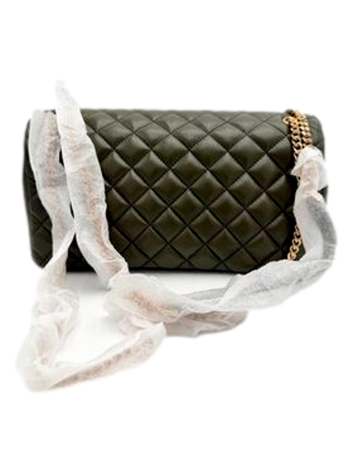 Versace La Medusa Olive Green Quilted Lambskin Chain Crossbody Bag