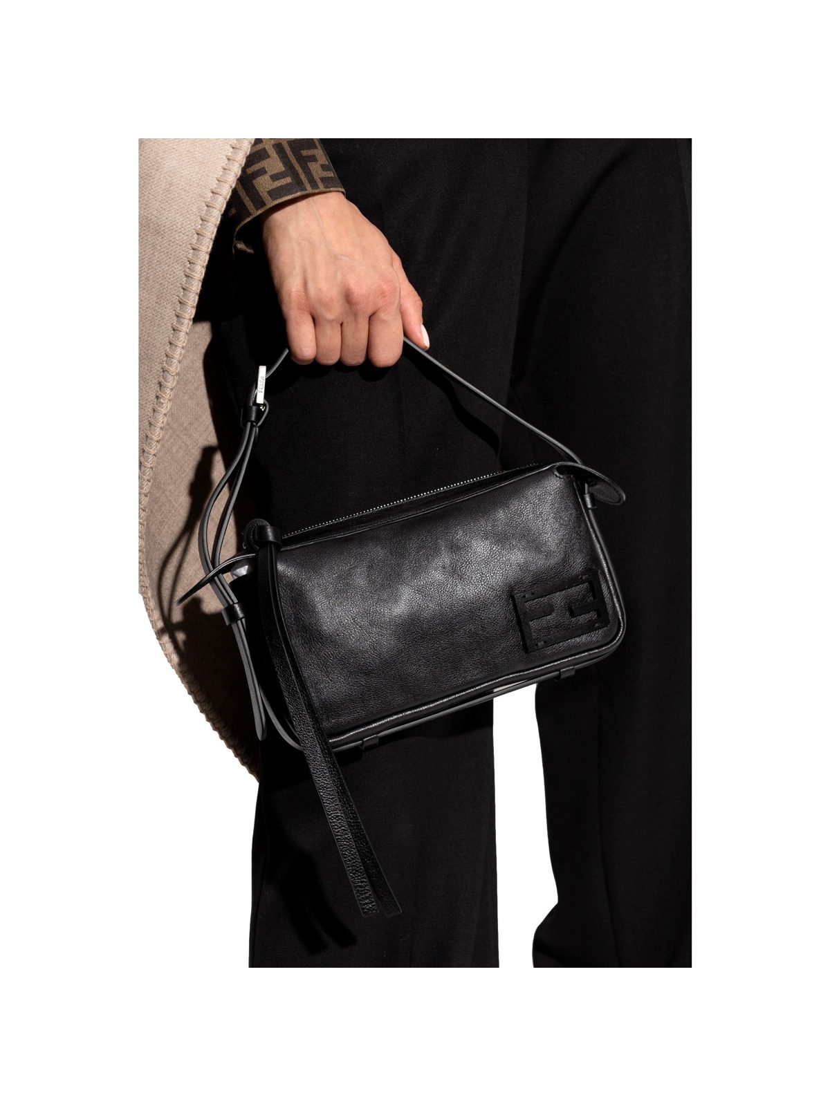 Fendi Simply Fendi Mini Black Leather Shoulder Bag