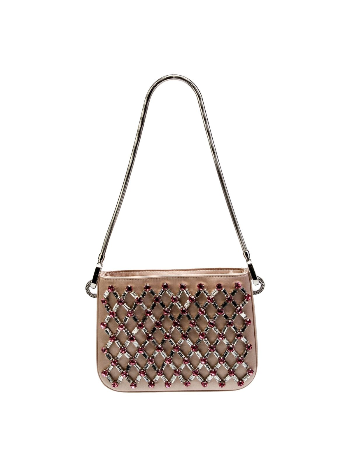 Miu Miu Sassy Crystal Embellished Powder Pink Satin Handbag