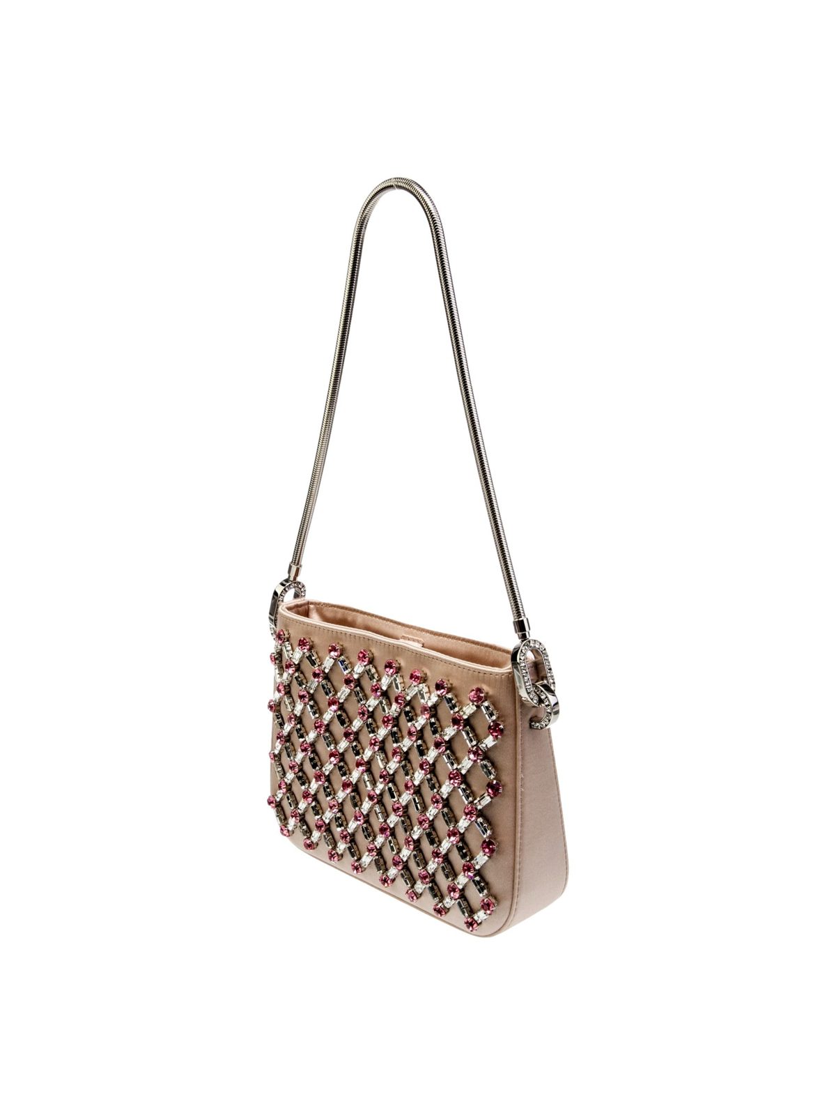 Miu Miu Sassy Crystal Embellished Powder Pink Satin Handbag