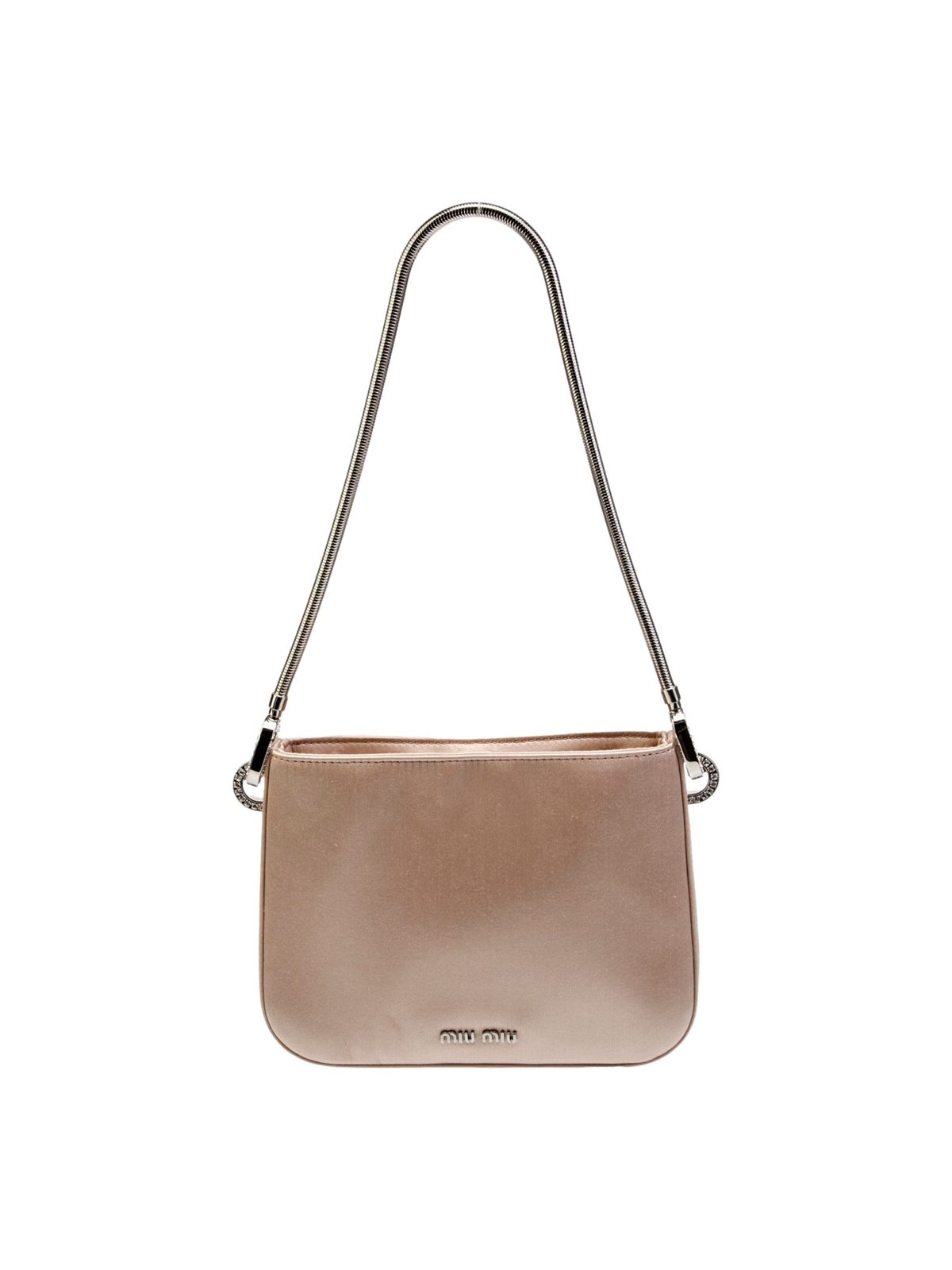 Miu Miu Sassy Crystal Embellished Powder Pink Satin Handbag