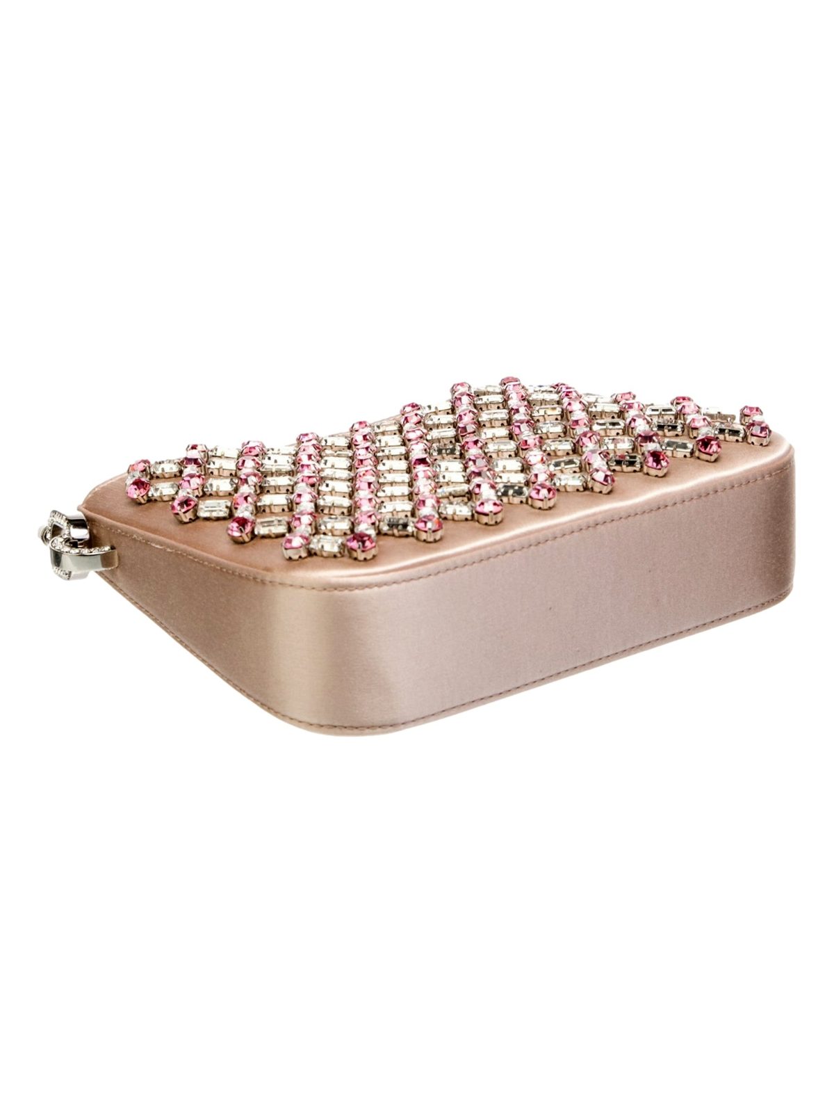 Miu Miu Sassy Crystal Embellished Powder Pink Satin Handbag