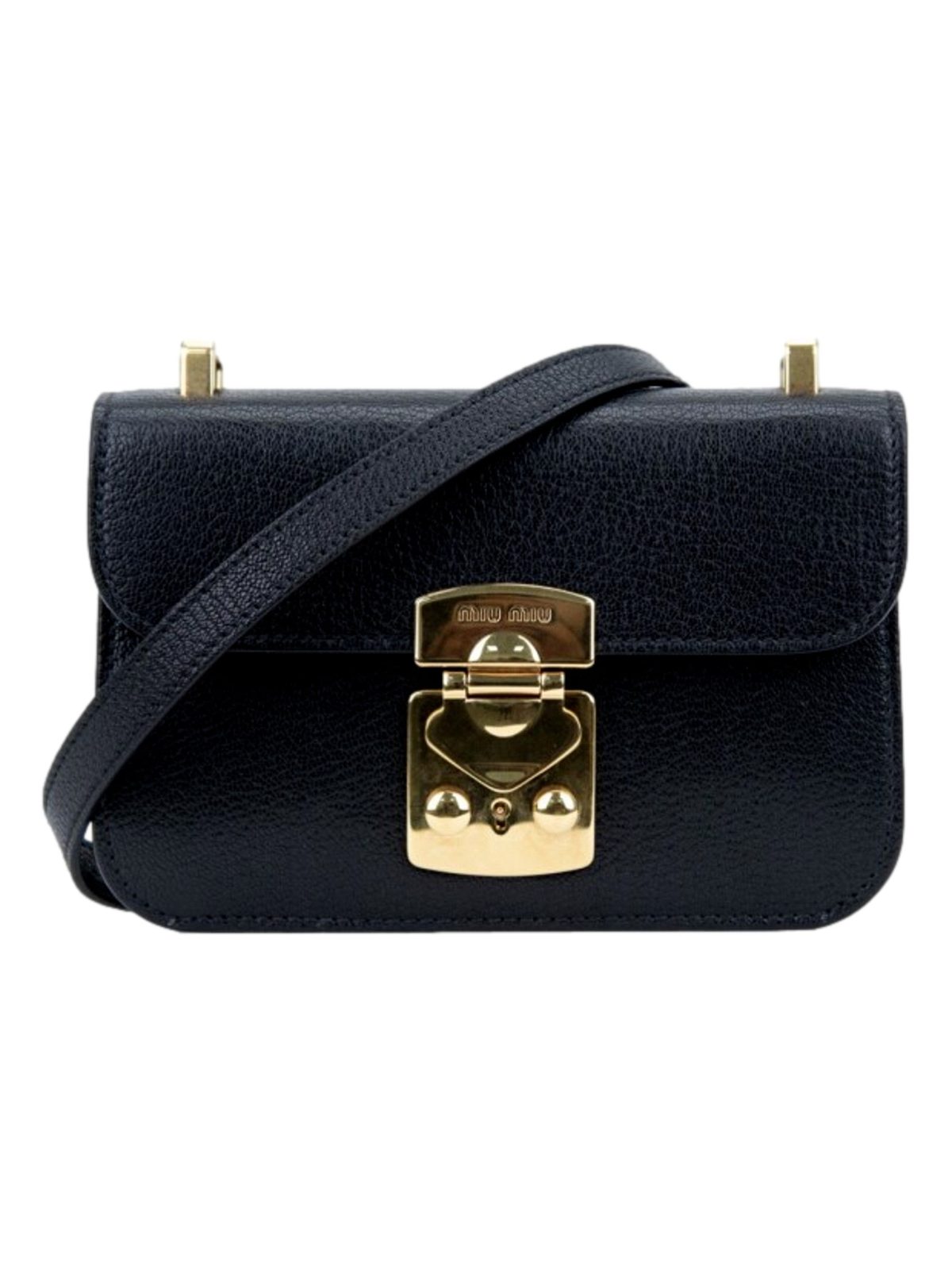 Miu Miu Madras Black Leather Crossbody Bag