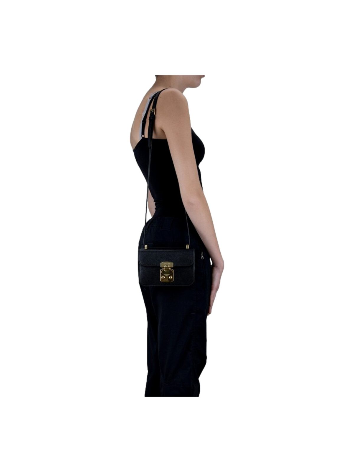 Miu Miu Madras Black Leather Crossbody Bag
