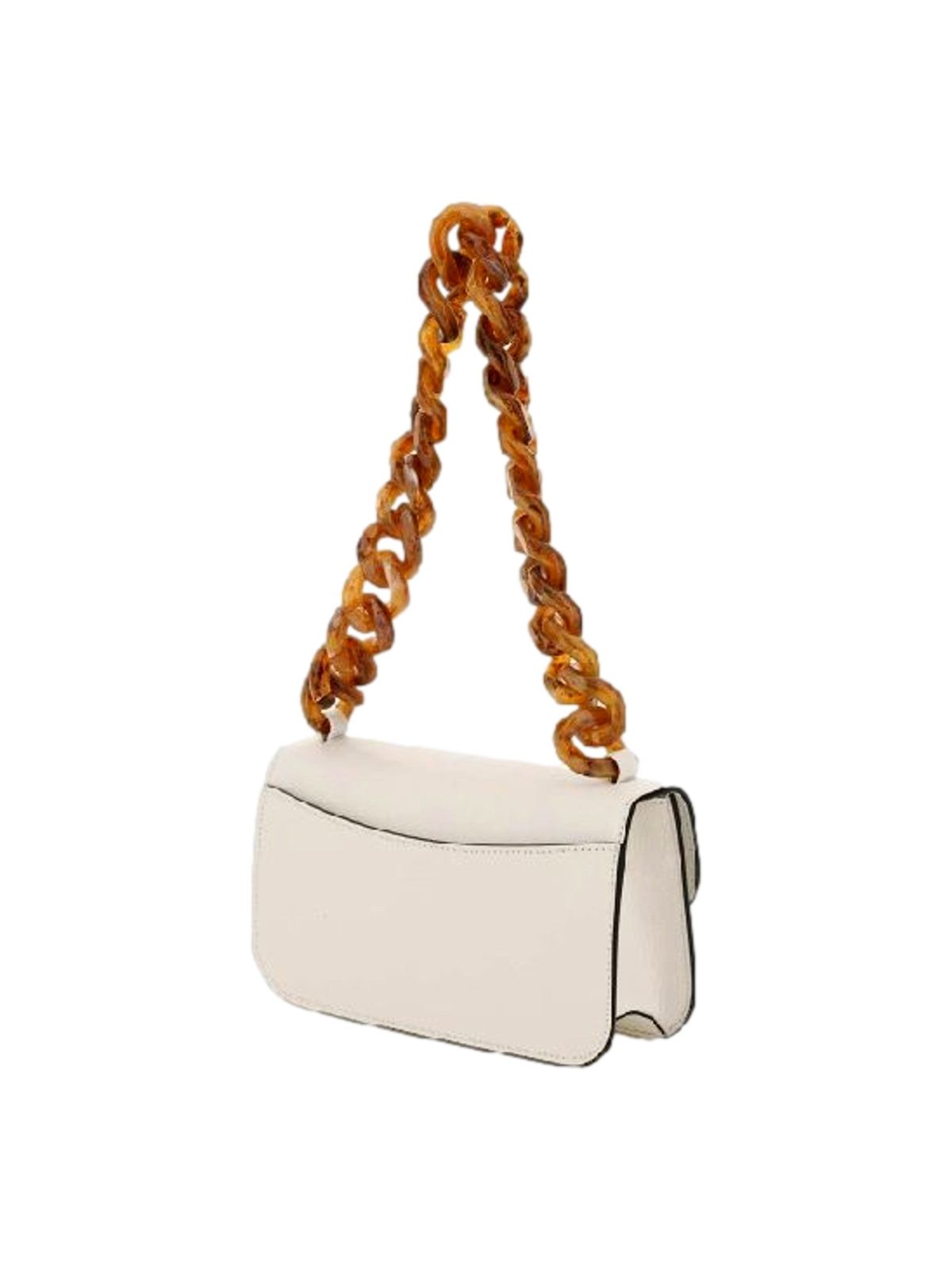 Miu Miu Madras White Leather Tortoise Chain Handbag