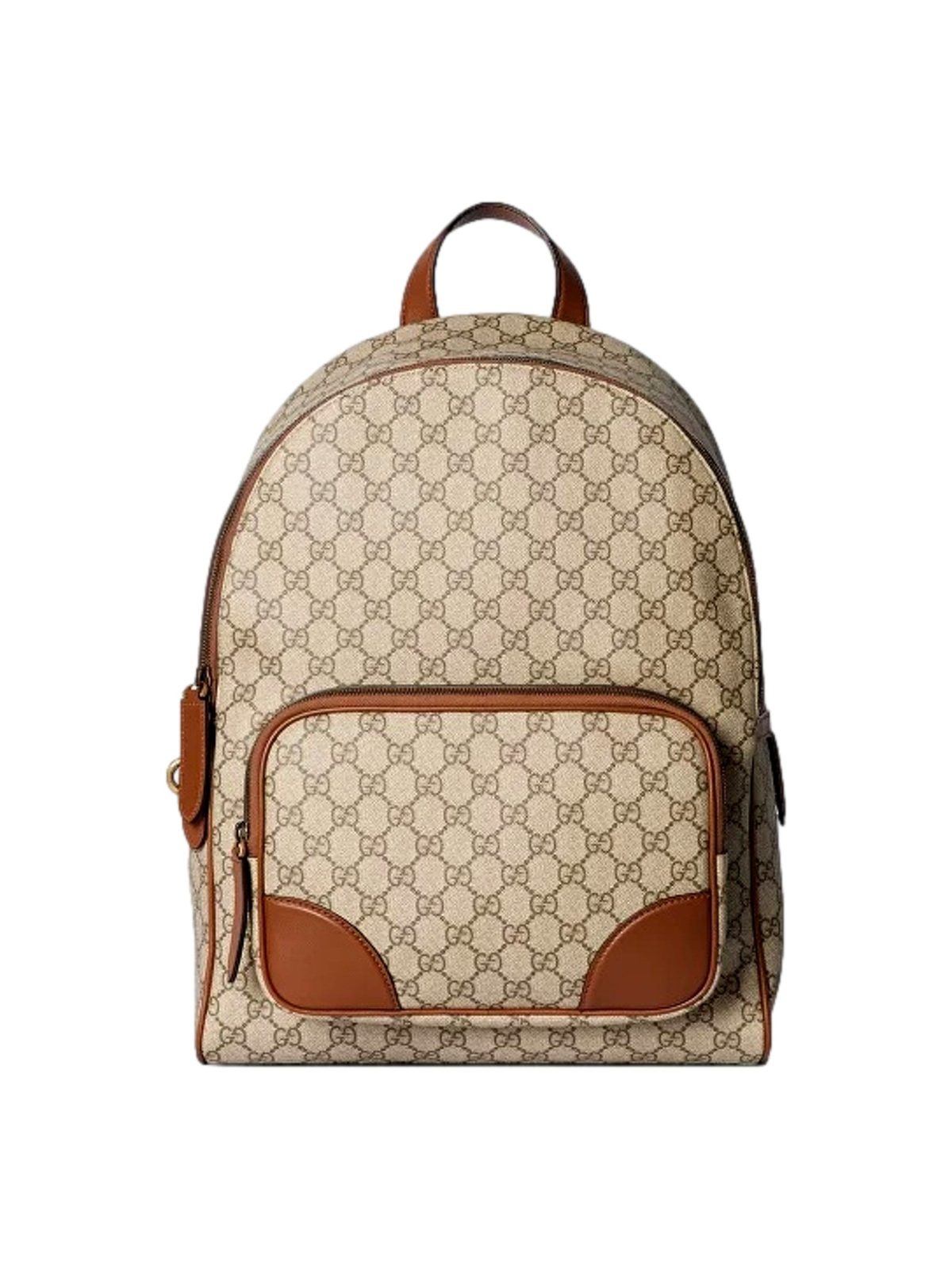 Gucci GG Supreme Medium Backpack Brown Canvas Leather Trim