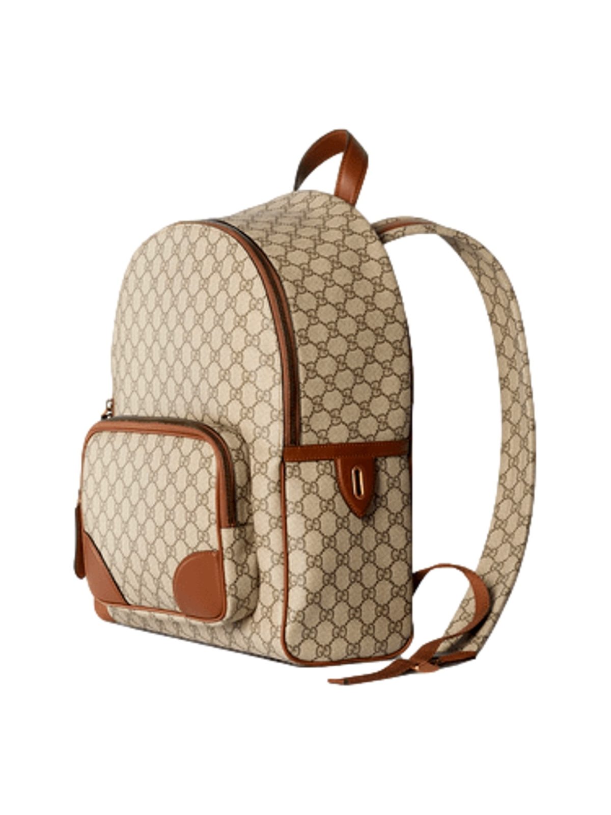 Gucci GG Supreme Medium Backpack Brown Canvas Leather Trim