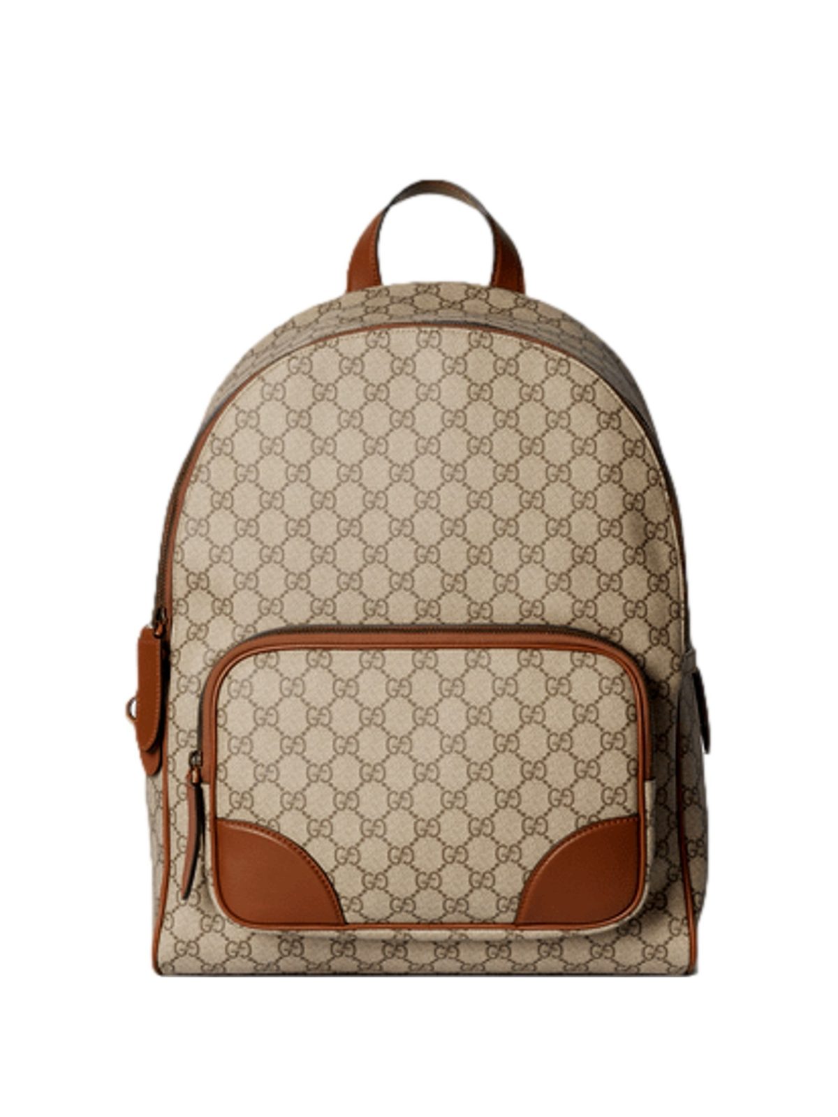 Gucci GG Supreme Medium Backpack Brown Canvas Leather Trim