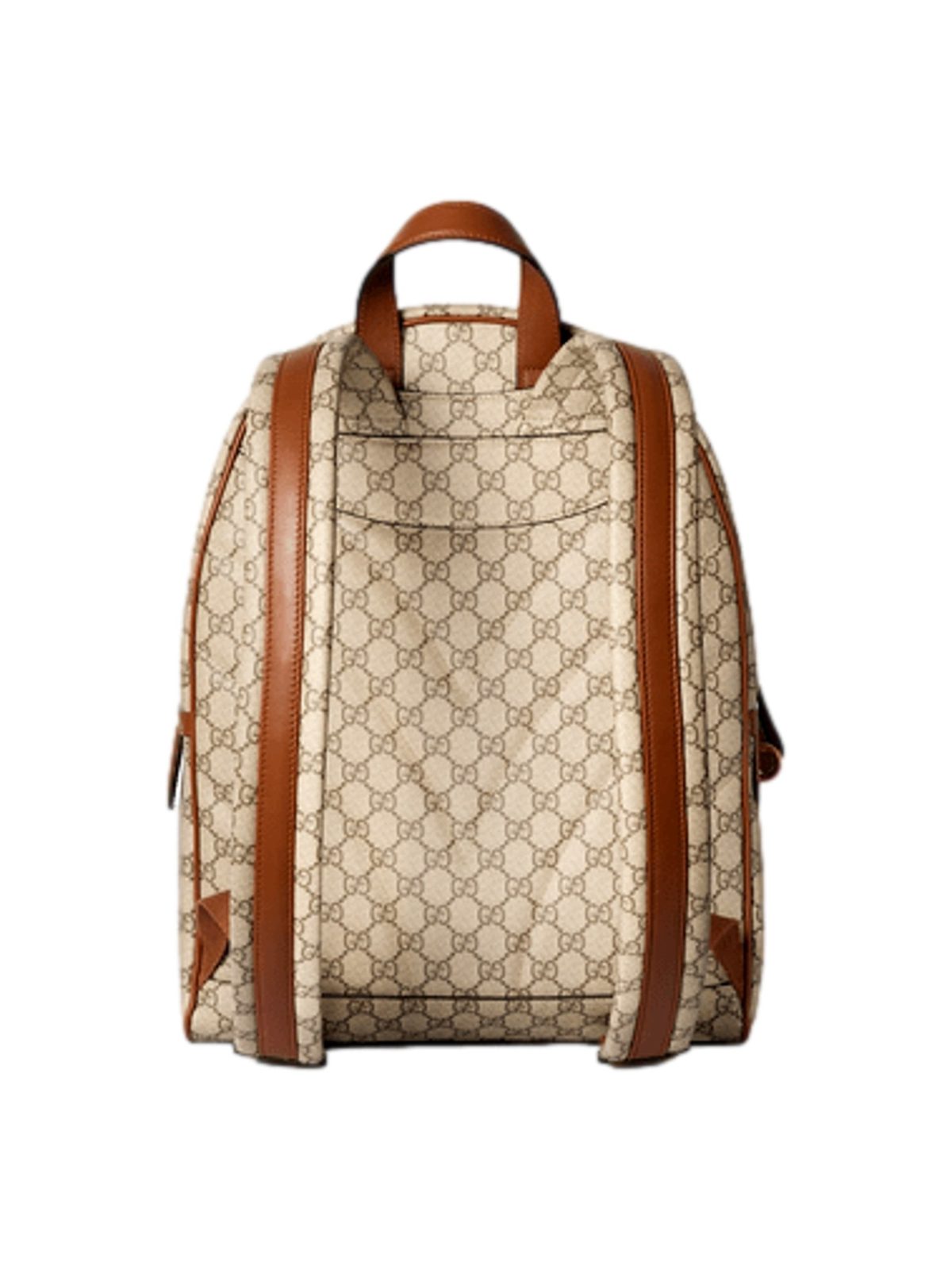 Gucci GG Supreme Medium Backpack Brown Canvas Leather Trim