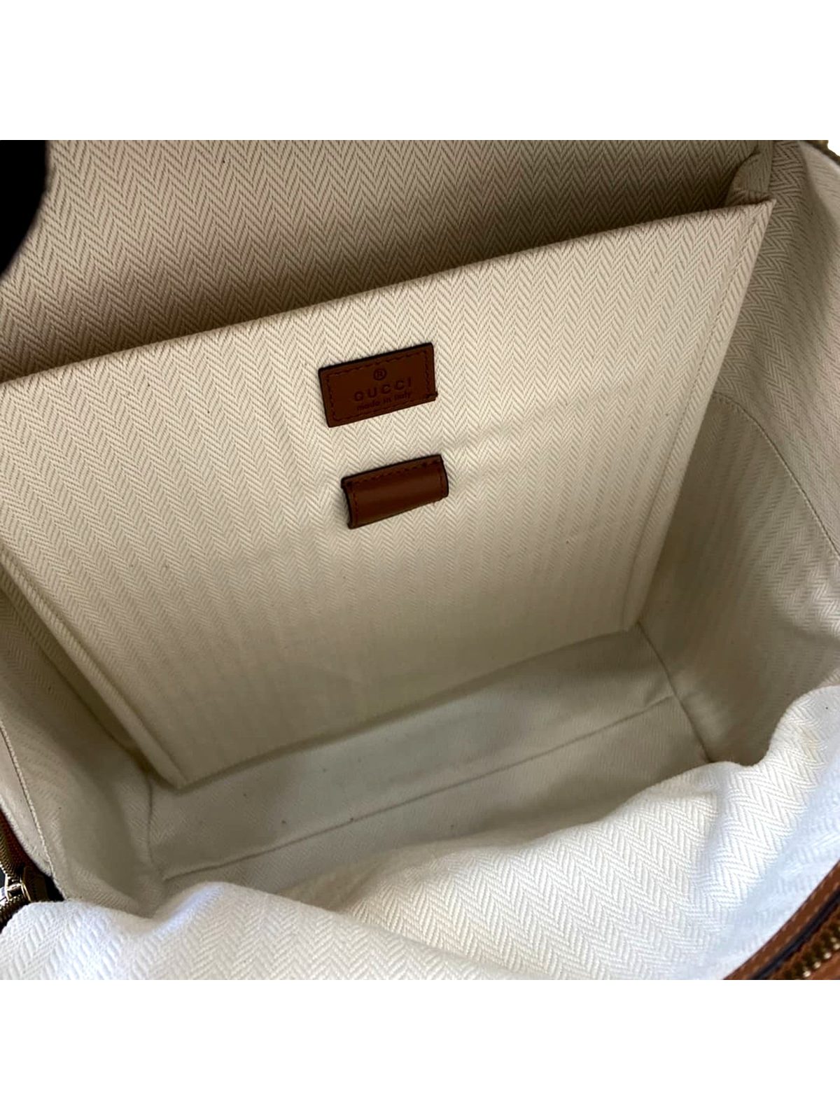 Gucci GG Supreme Medium Backpack Brown Canvas Leather Trim