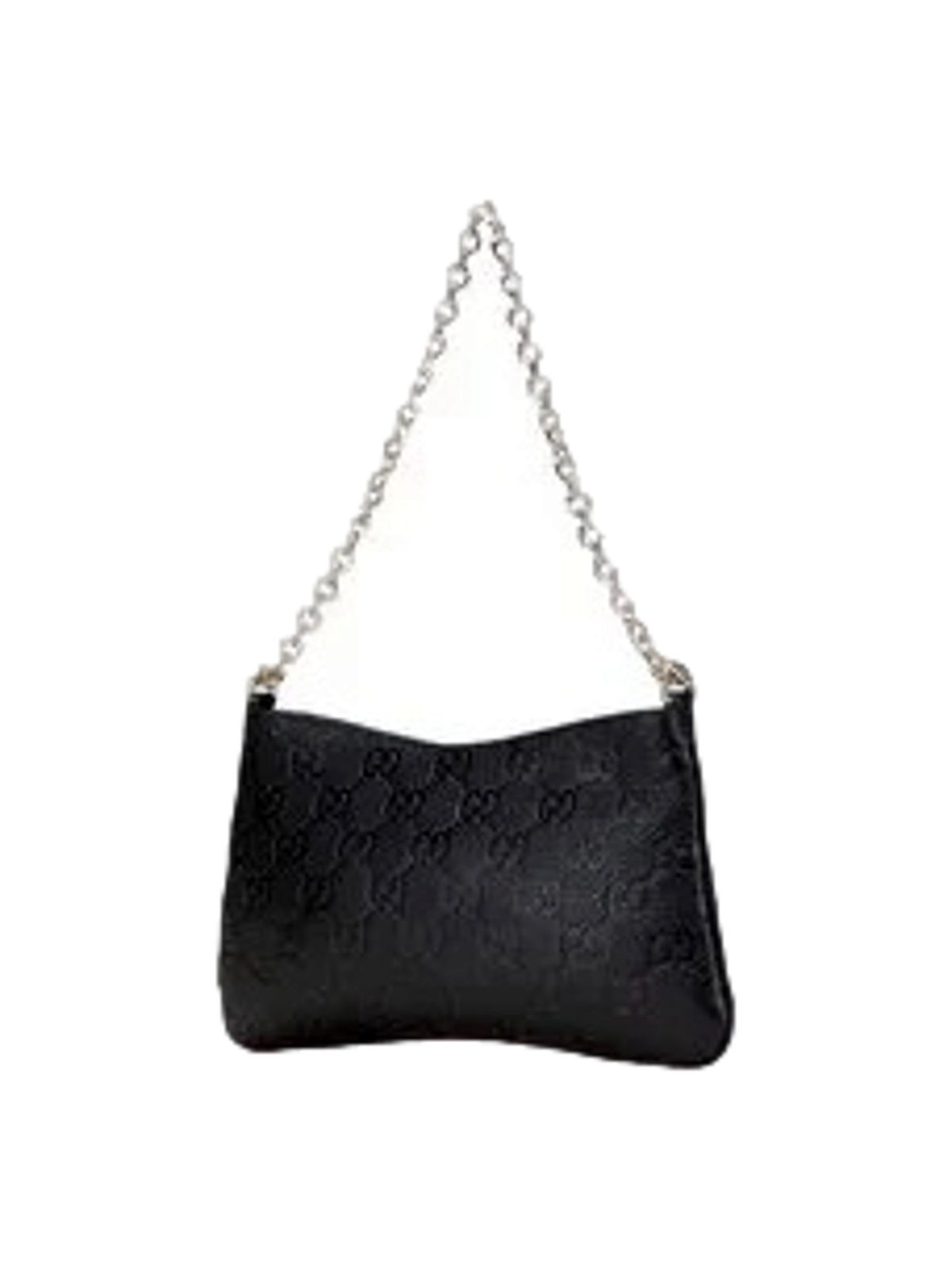 Gucci GG Emblem Black Leather Shoulder Bag Chain Strap