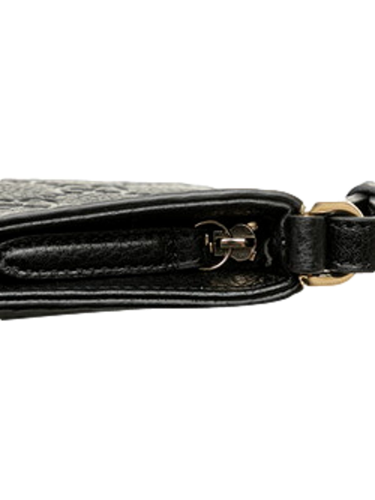 Gucci GG Emblem Black Leather Shoulder Bag Chain Strap
