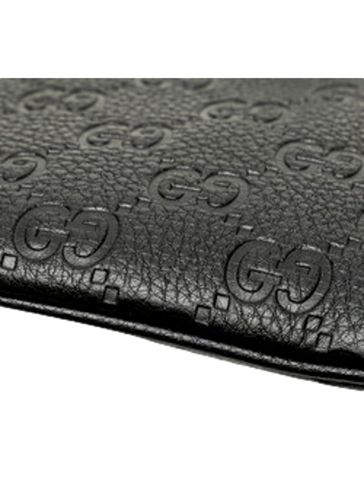 Gucci GG Emblem Black Leather Shoulder Bag Chain Strap