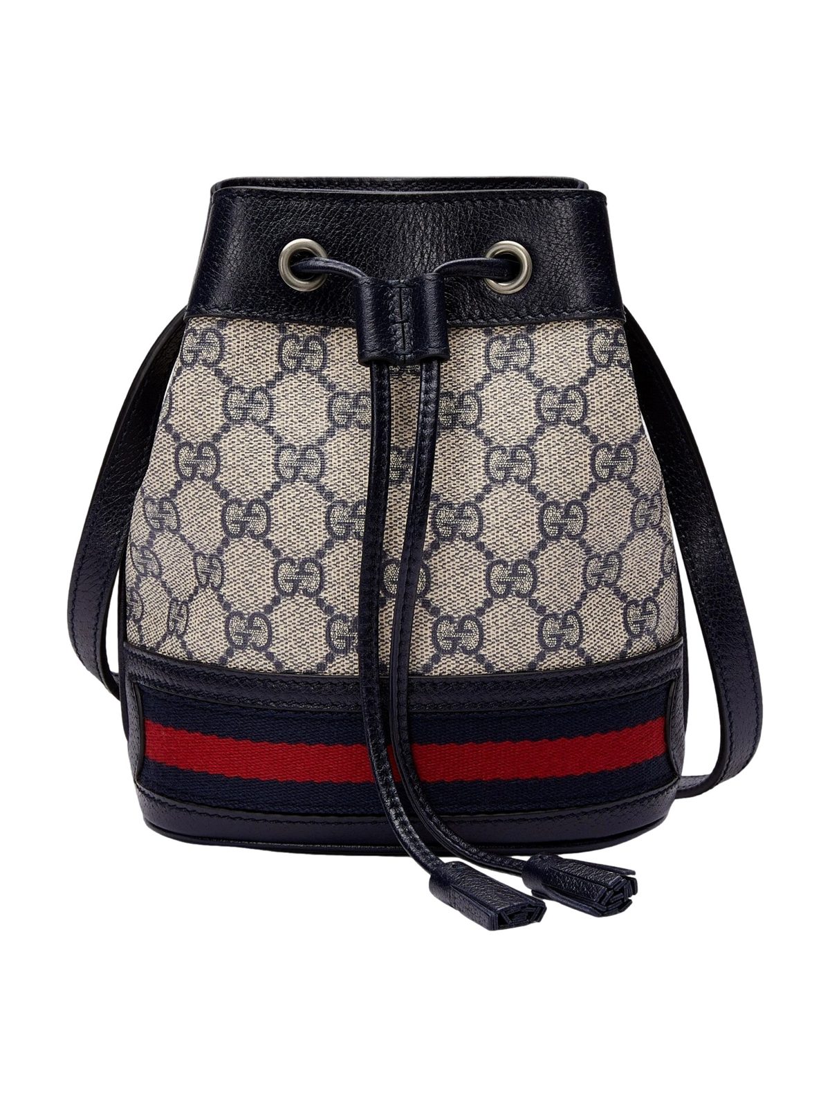 Gucci Ophidia Mini Beige And Blue GG Canvas Bucket Bag