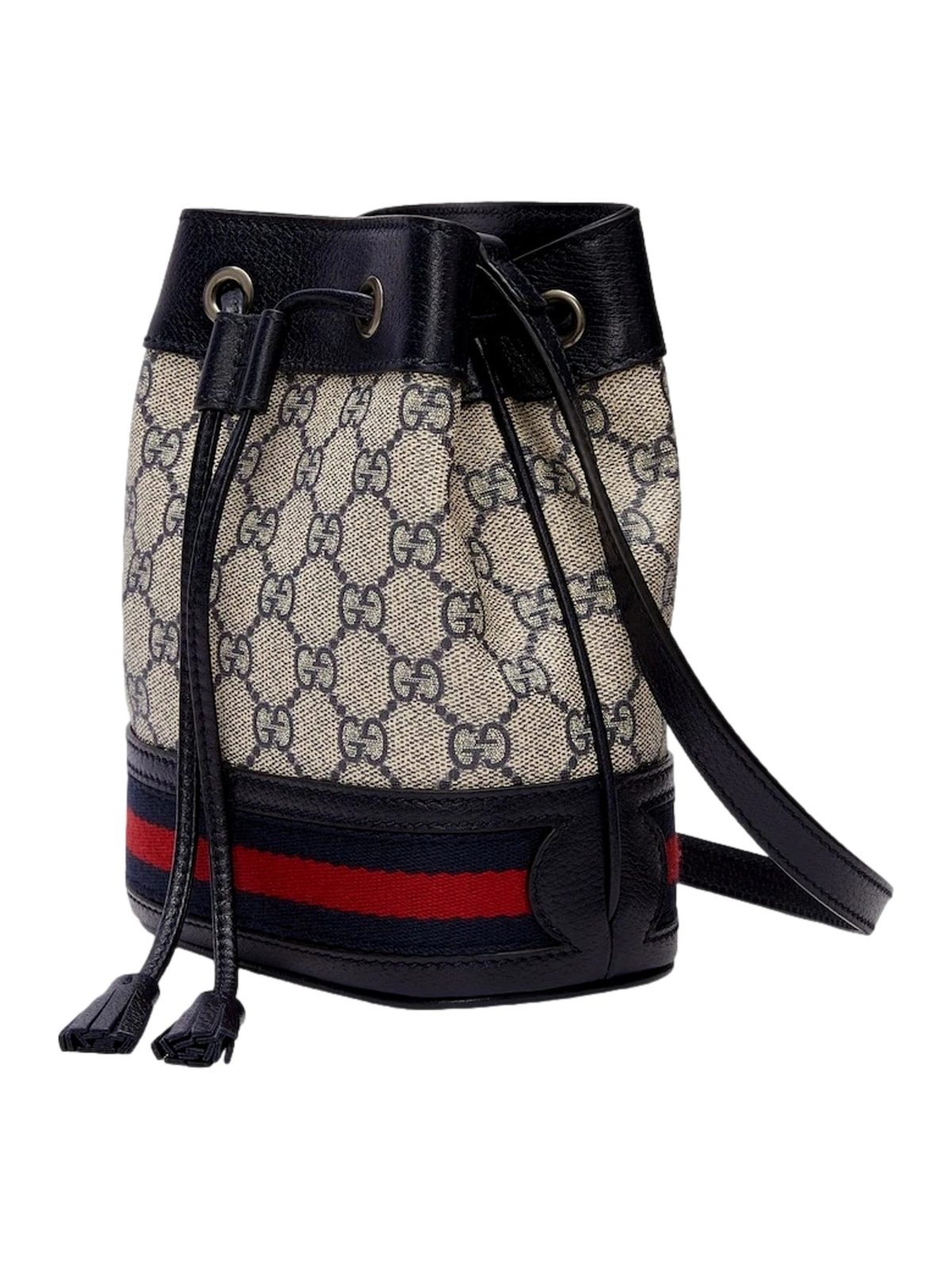 Gucci Ophidia Mini Beige And Blue GG Canvas Bucket Bag