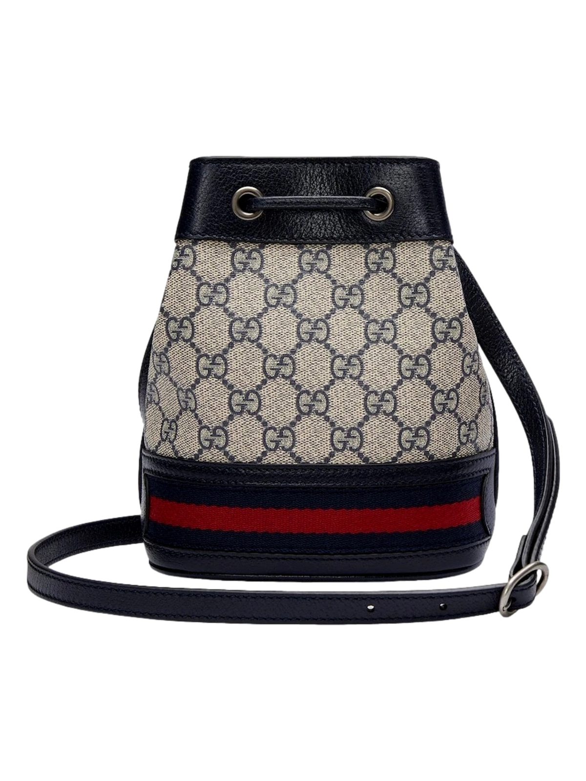 Gucci Ophidia Mini Beige And Blue GG Canvas Bucket Bag