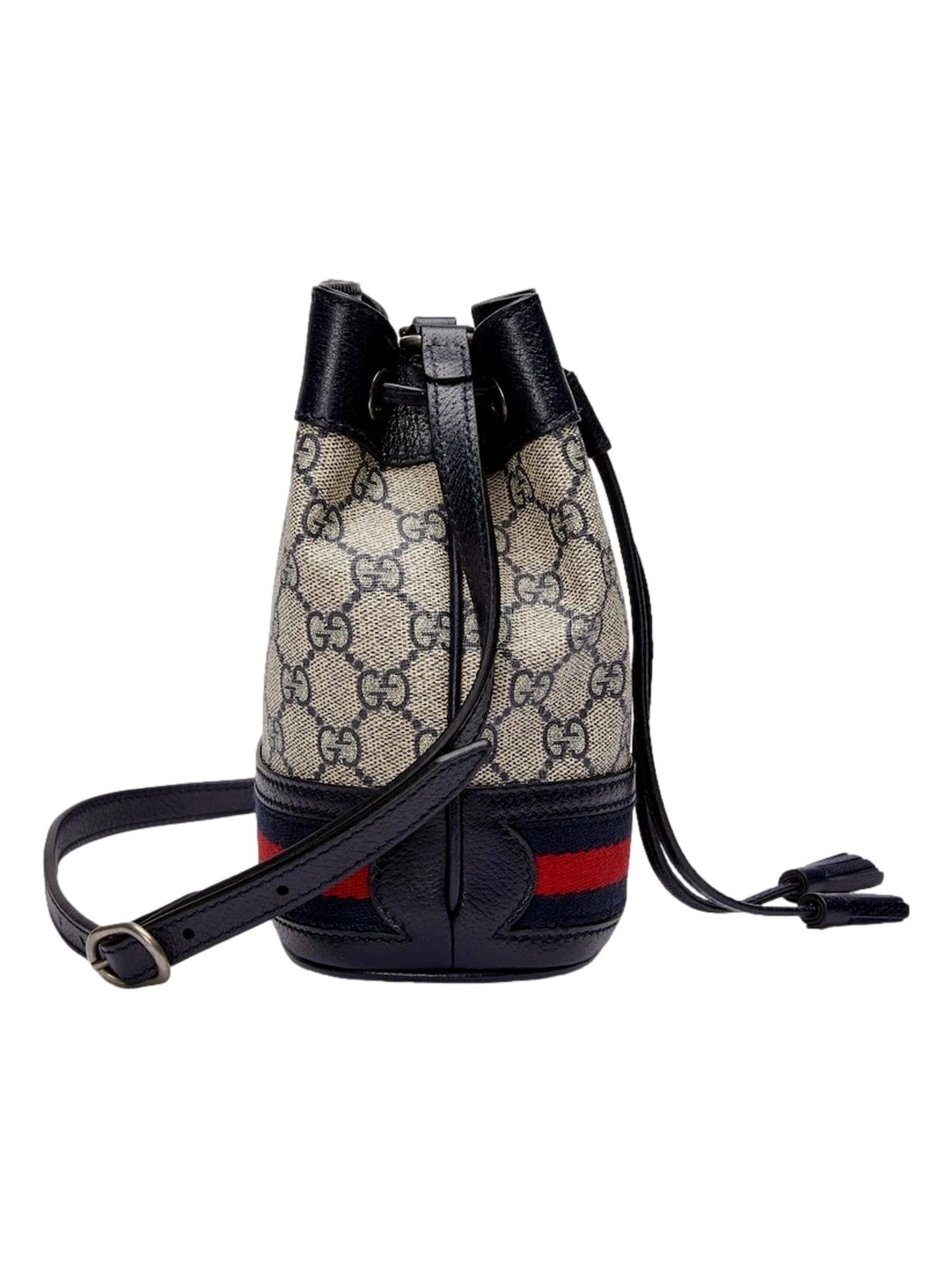 Gucci Ophidia Mini Beige And Blue GG Canvas Bucket Bag