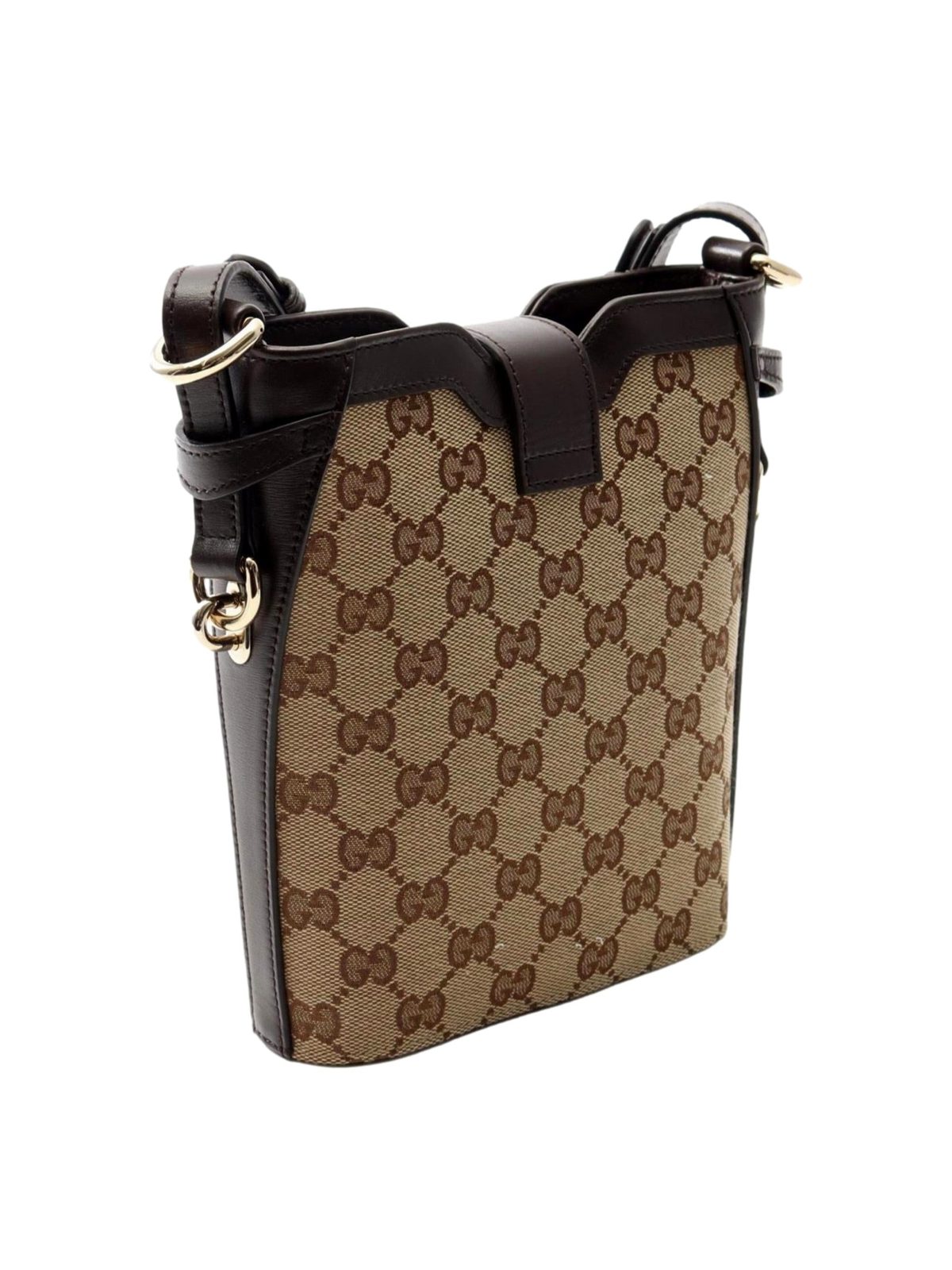 Gucci Original GG Canvas Web Stripe Mini Bucket Bag Beige Brown