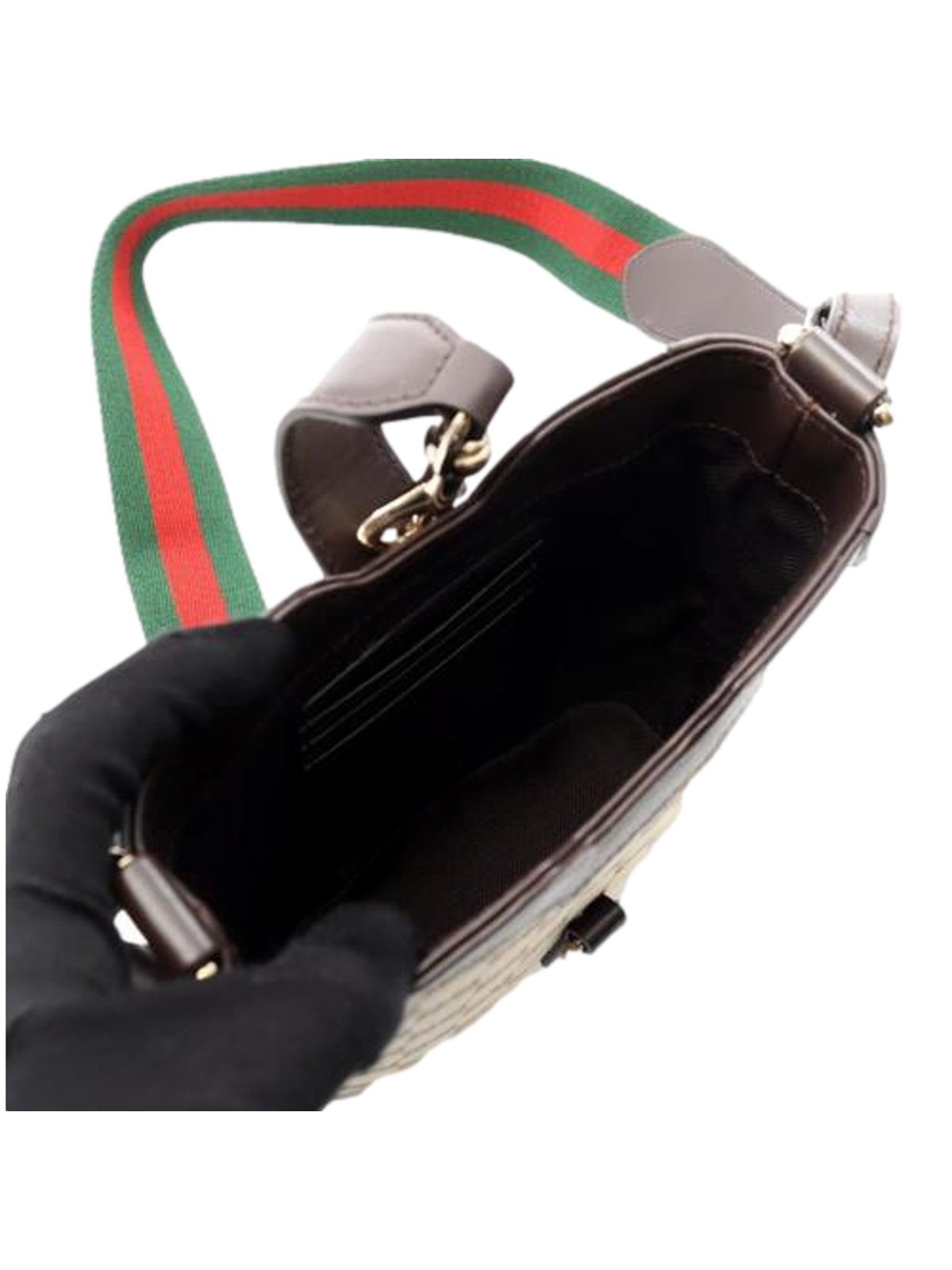 Gucci Original GG Canvas Web Stripe Mini Bucket Bag Beige Brown