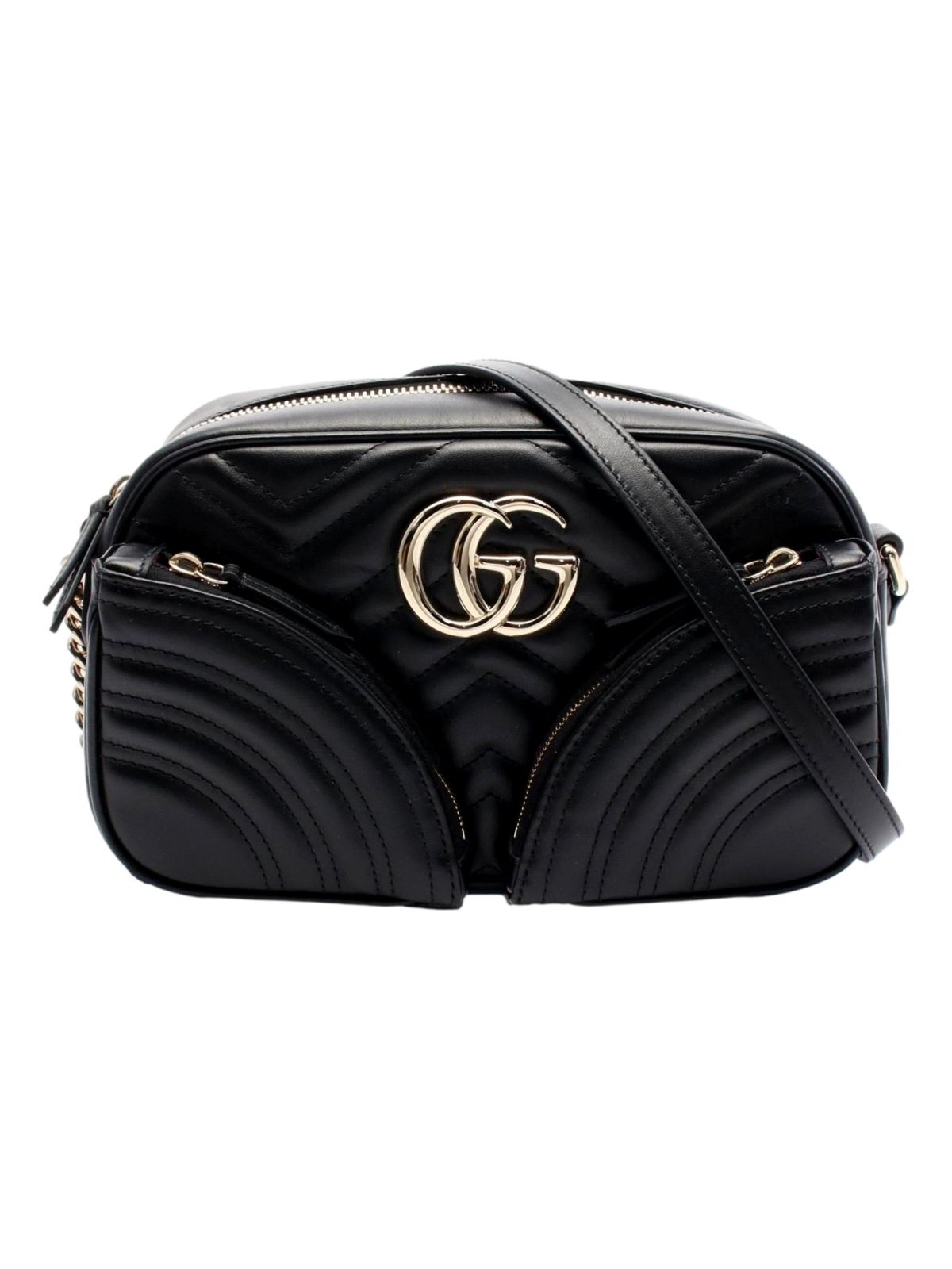 Gucci Marmont GG Black Multi Compartment Black Shoulder Bag