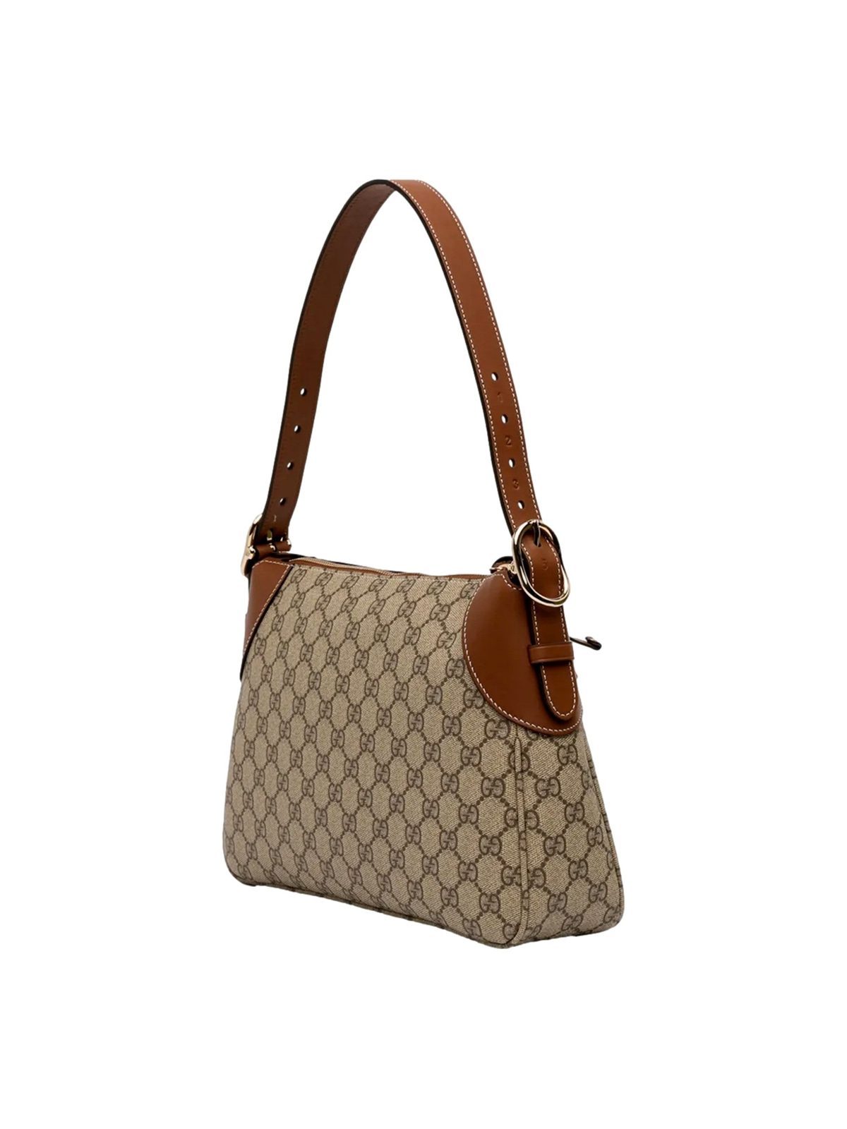Gucci GG Supreme Emblem Medium Shoulder Bag Brown Beige