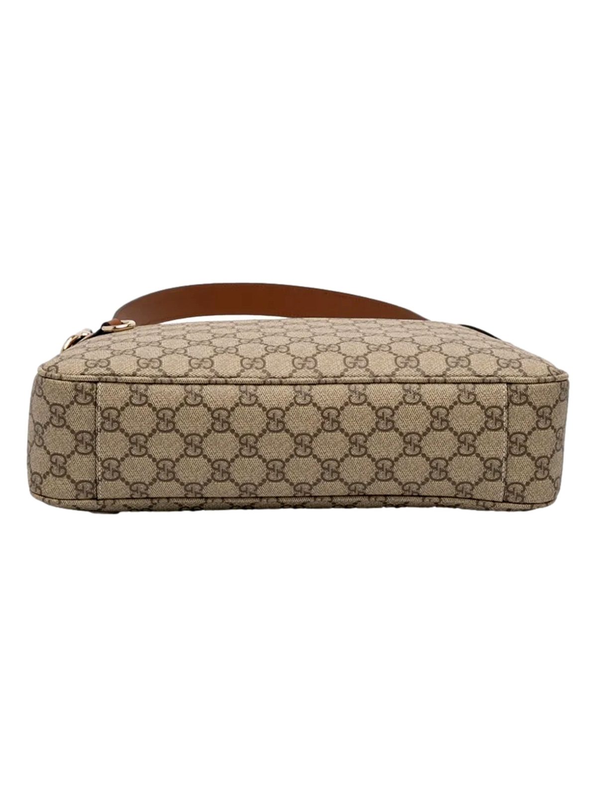 Gucci GG Supreme Emblem Medium Shoulder Bag Brown Beige