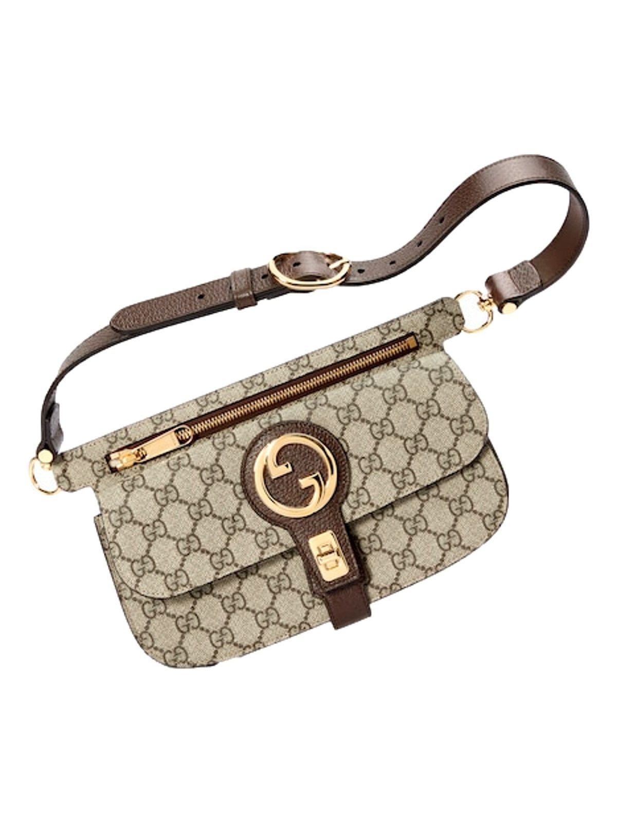 Gucci GG Supreme Blondie Belt Bag Brown Beige Canvas Size 95
