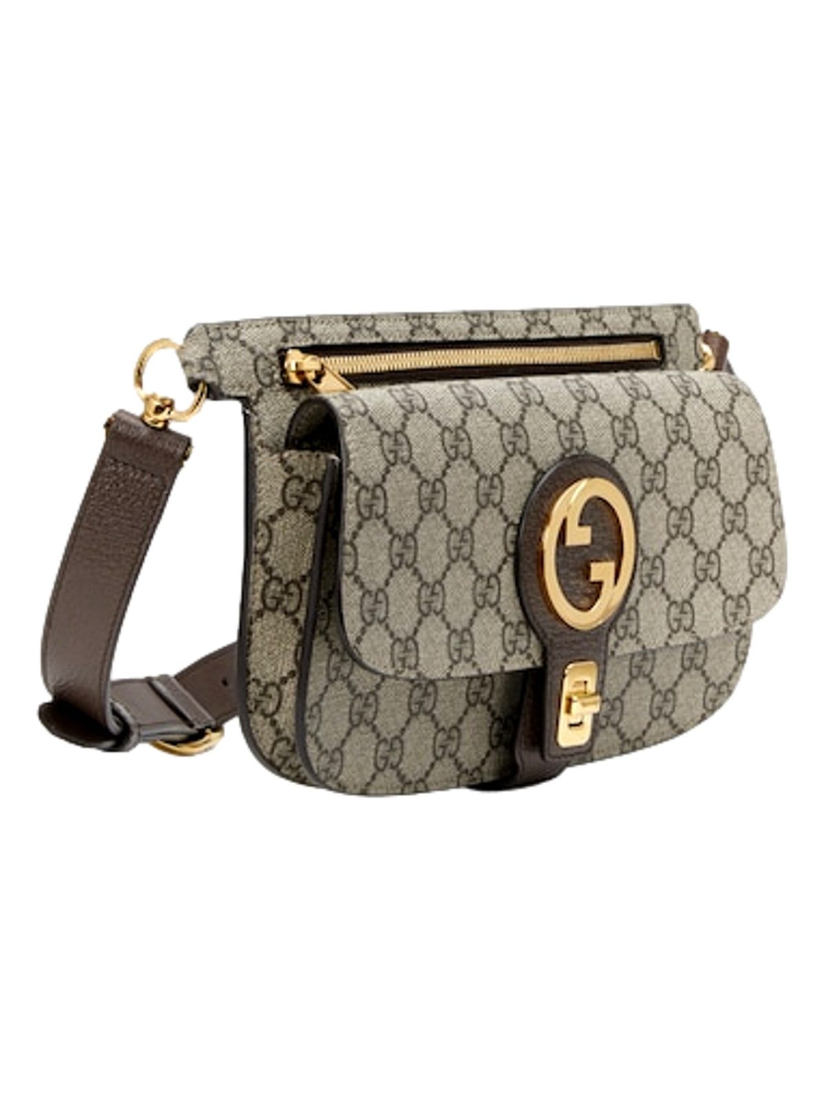 Gucci GG Supreme Blondie Belt Bag Brown Beige Canvas Size 95