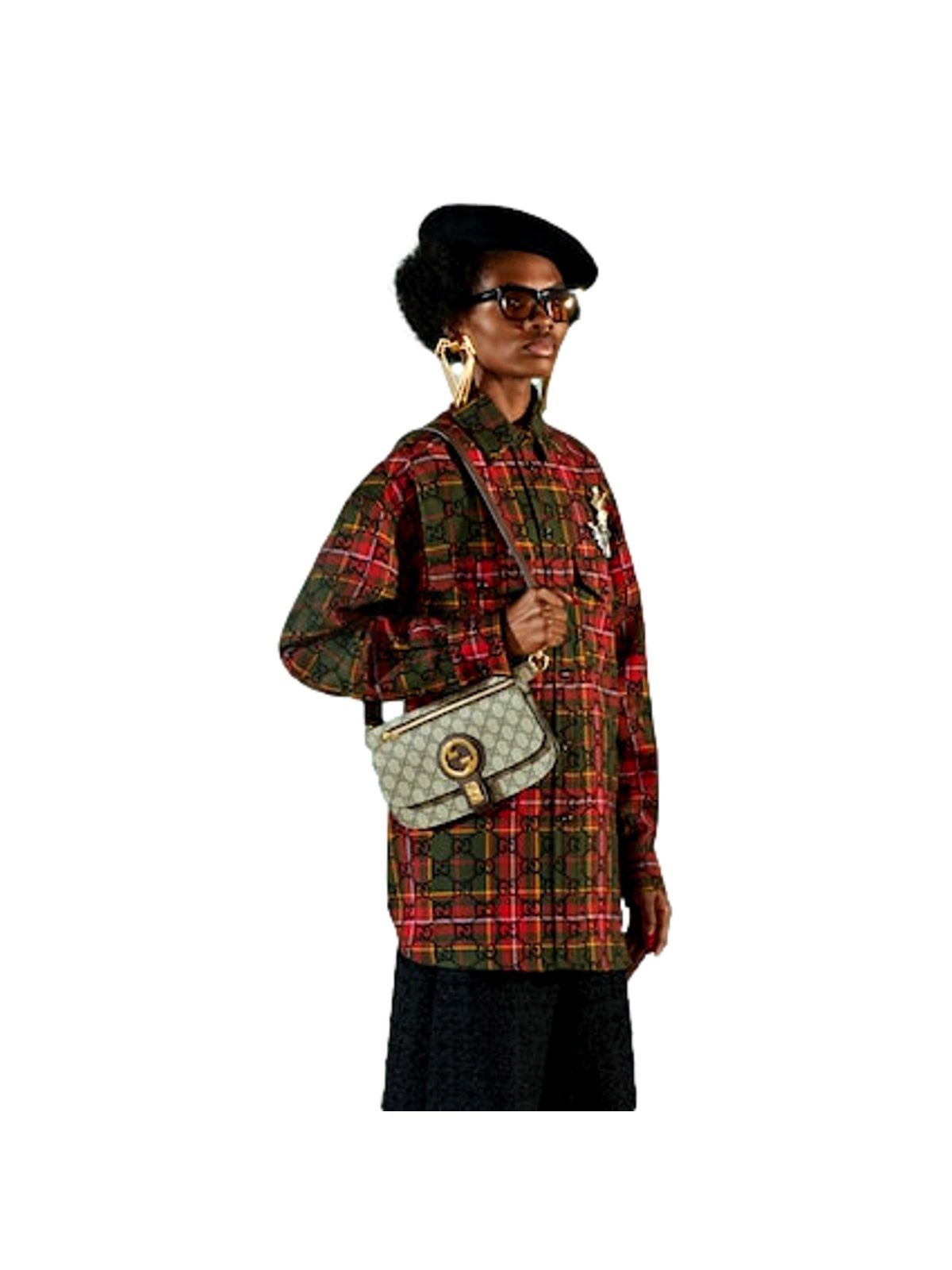 Gucci GG Supreme Blondie Belt Bag Brown Beige Canvas Size 95