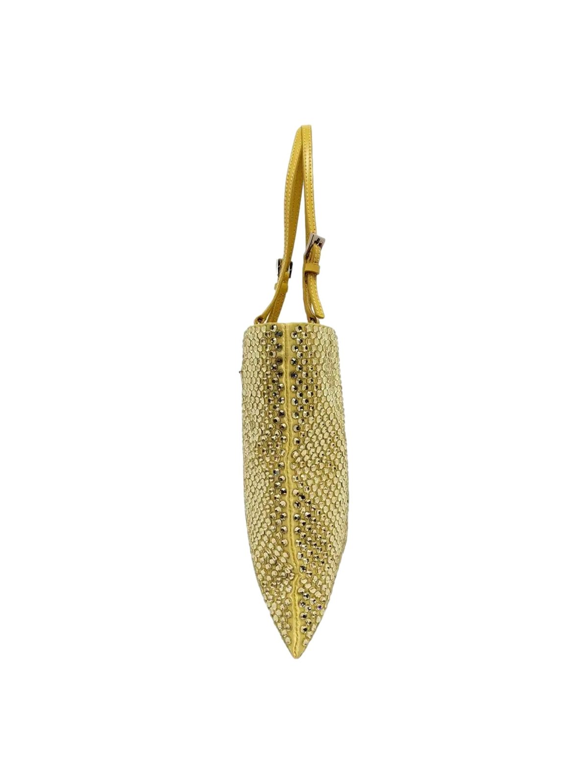 Prada Mini Satin Crystal Embellished Double Handle Crossbody Handbag Yellow