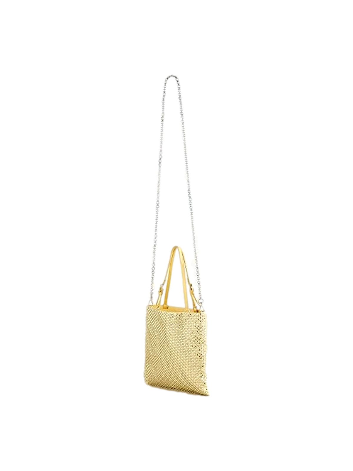 Prada Mini Satin Crystal Embellished Double Handle Crossbody Handbag Yellow