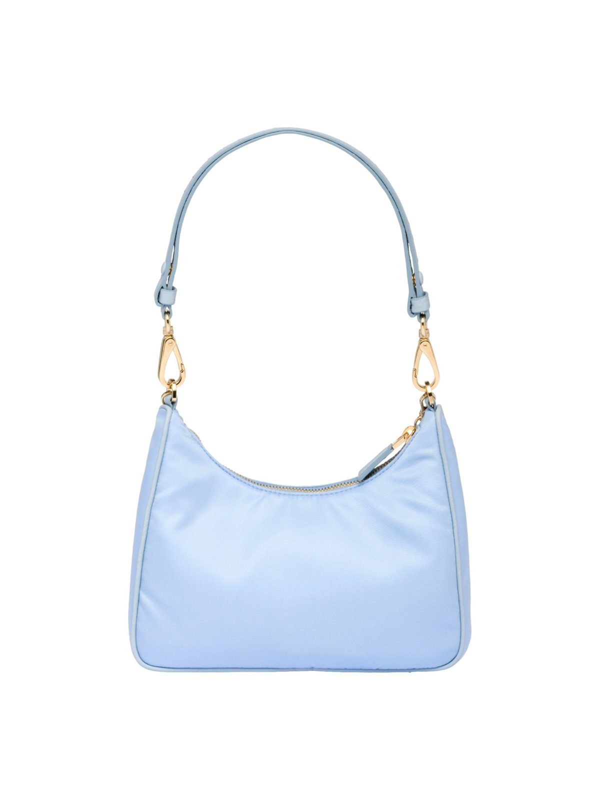 Prada 2Way Tessuto Nylon and Ostrich Leather Shoulder Handbag in Cielo Blue