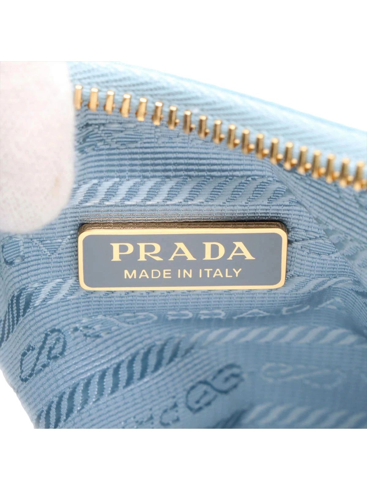 Prada 2Way Tessuto Nylon and Ostrich Leather Shoulder Handbag in Cielo Blue