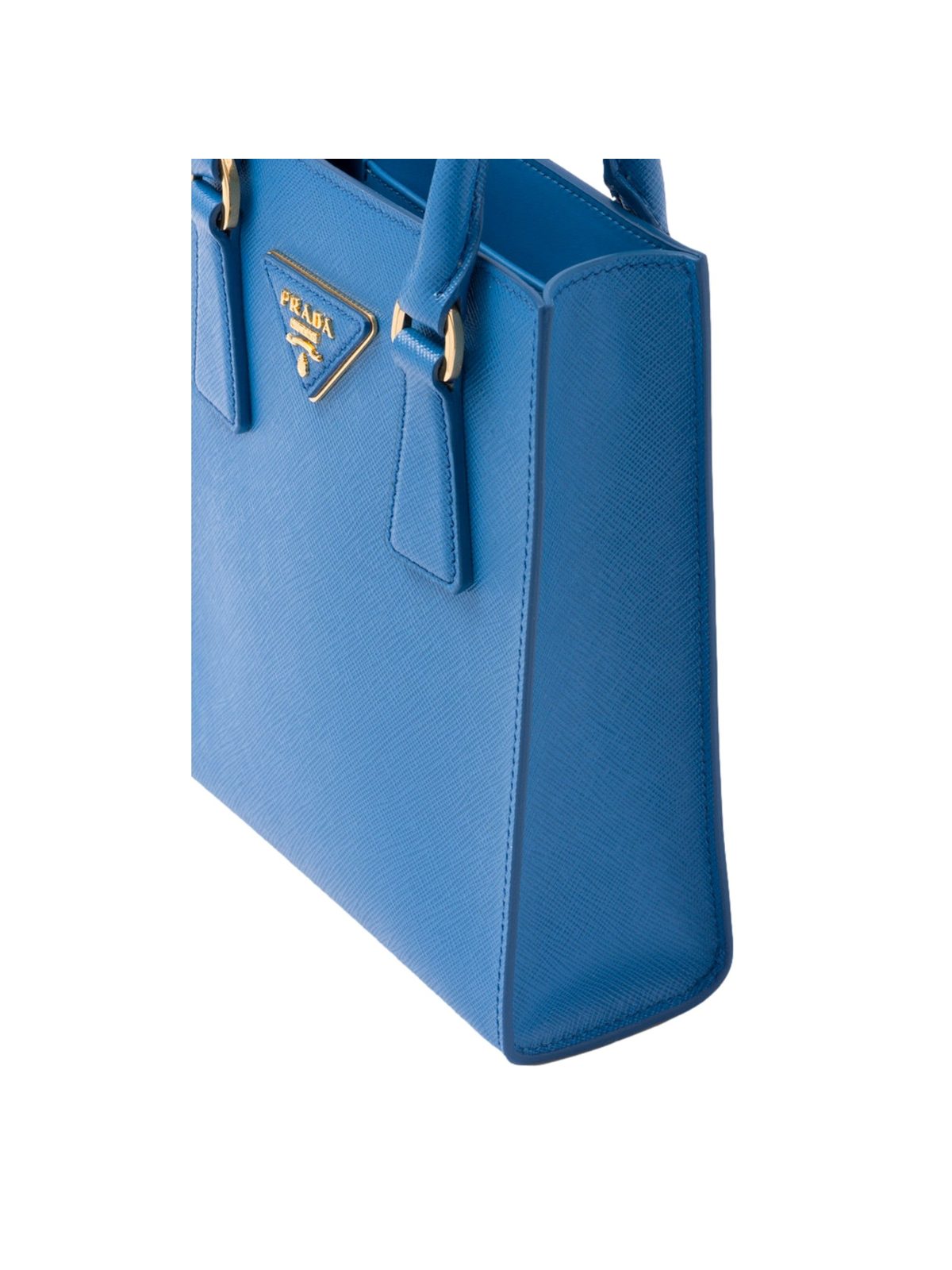 Prada Saffiano Leather Top Handle Mini Shopper Crossbody Bag in Blue