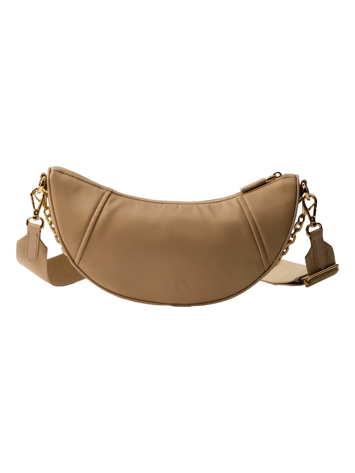 Prada Demi Lune Re-Nylon Crescent Shoulder Bag in Beige