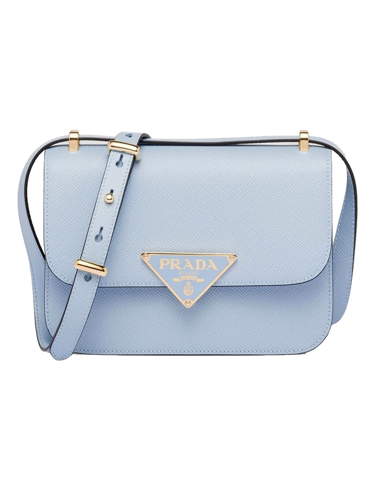 Prada Embleme Triangle Logo Saffiano Leather Crossbody Bag Celeste Blue