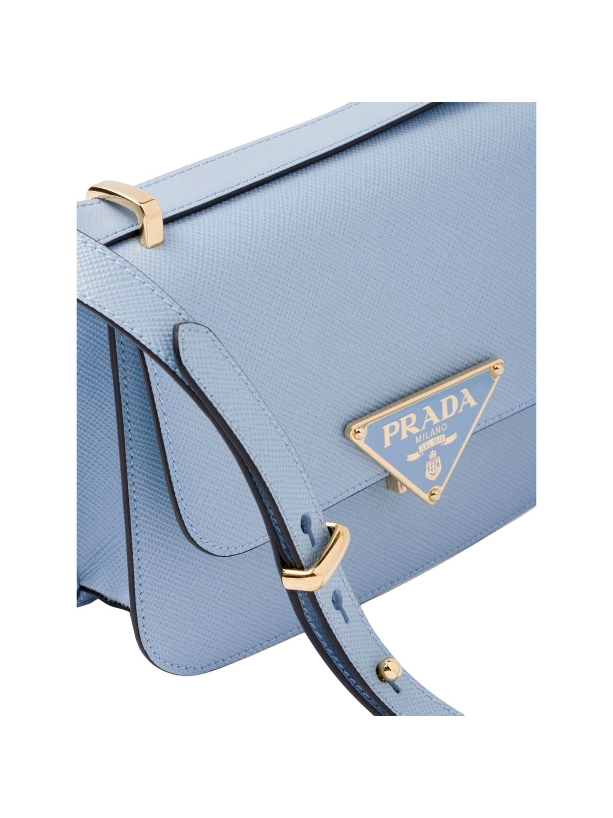 Prada Embleme Triangle Logo Saffiano Leather Crossbody Bag Celeste Blue