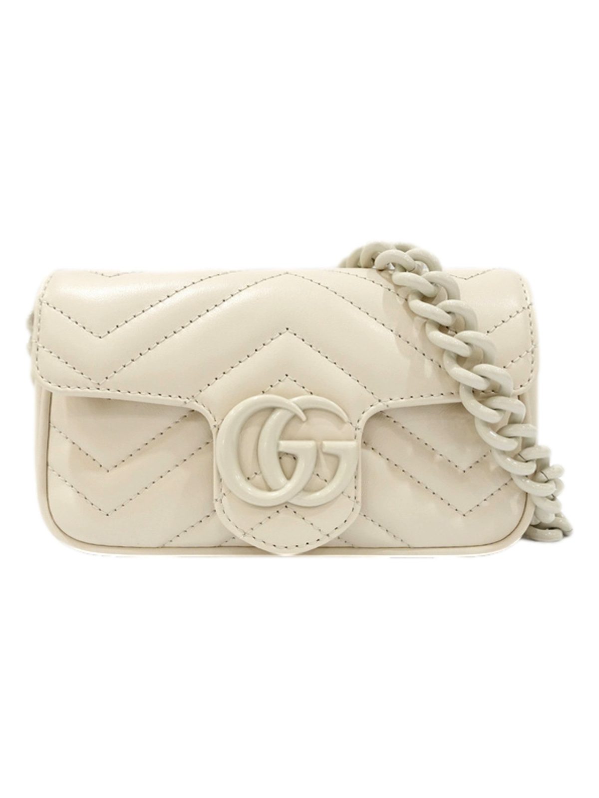 Gucci GG Marmont Mini Belt Bag White Quilted Leather Monochrome Size 80