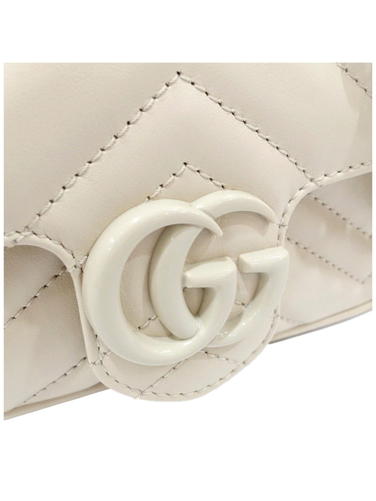 Gucci GG Marmont Mini Belt Bag White Quilted Leather Monochrome Size 80
