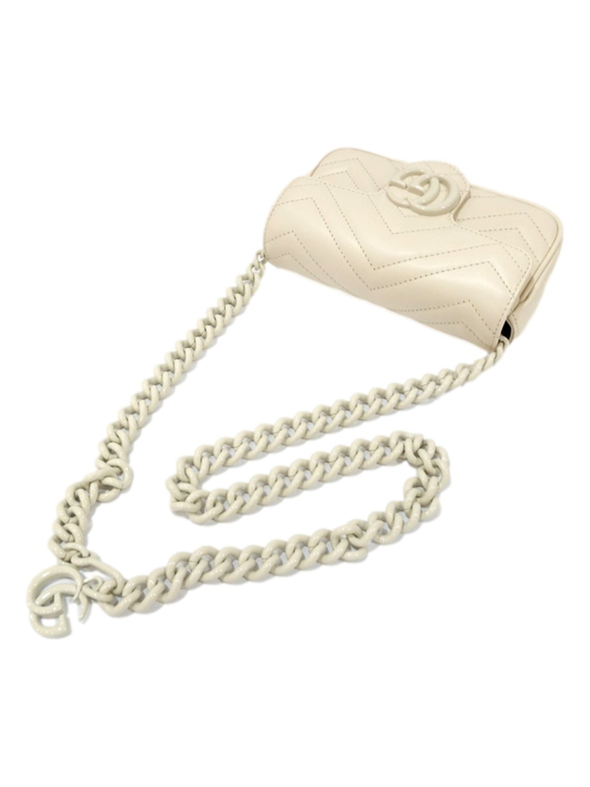 Gucci GG Marmont Mini Belt Bag White Quilted Leather Monochrome Size 80