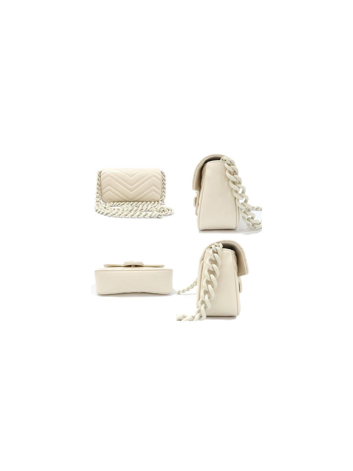 Gucci GG Marmont Mini Belt Bag White Quilted Leather Monochrome Size 80