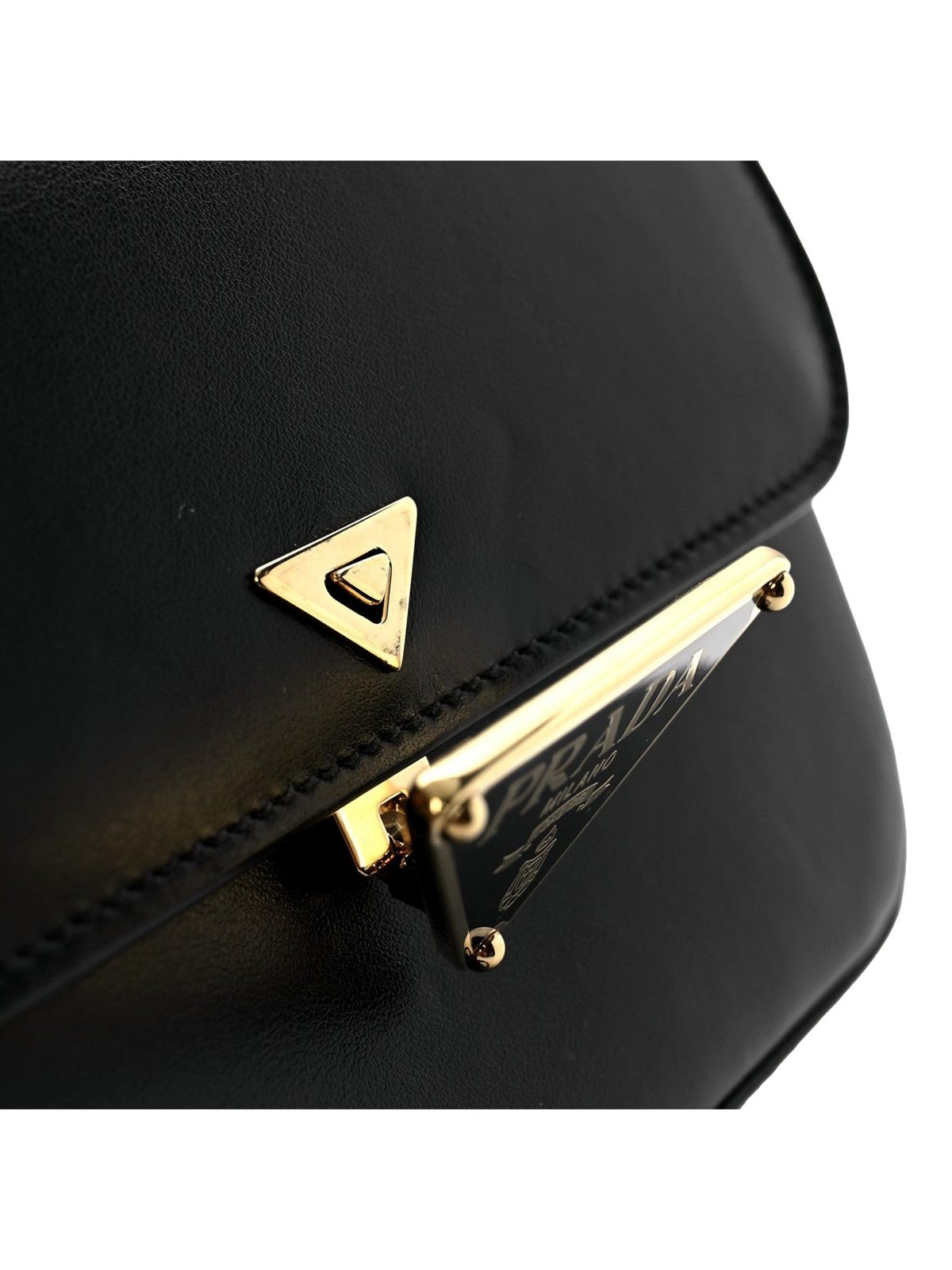 Prada Embleme Triangle Logo Soft Calfskin Crossbody Bag Black