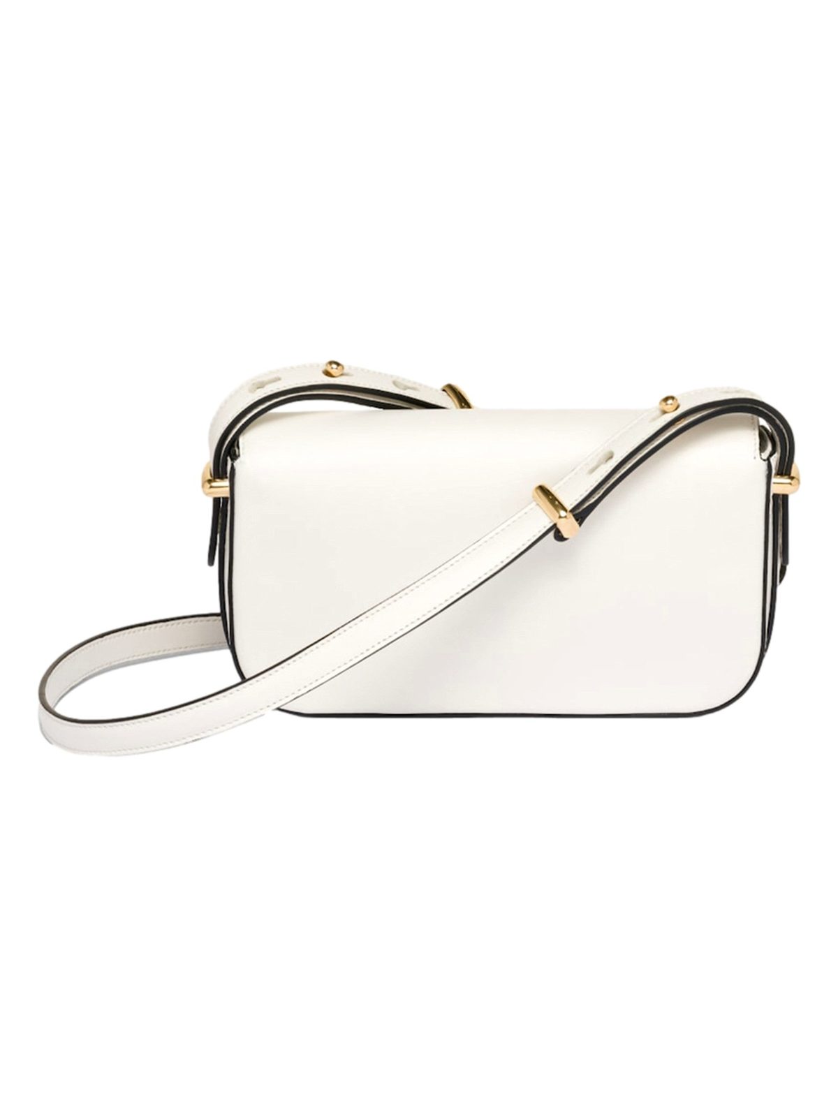 Prada Embleme Triangle Logo Soft Calfskin Crossbody Bag White