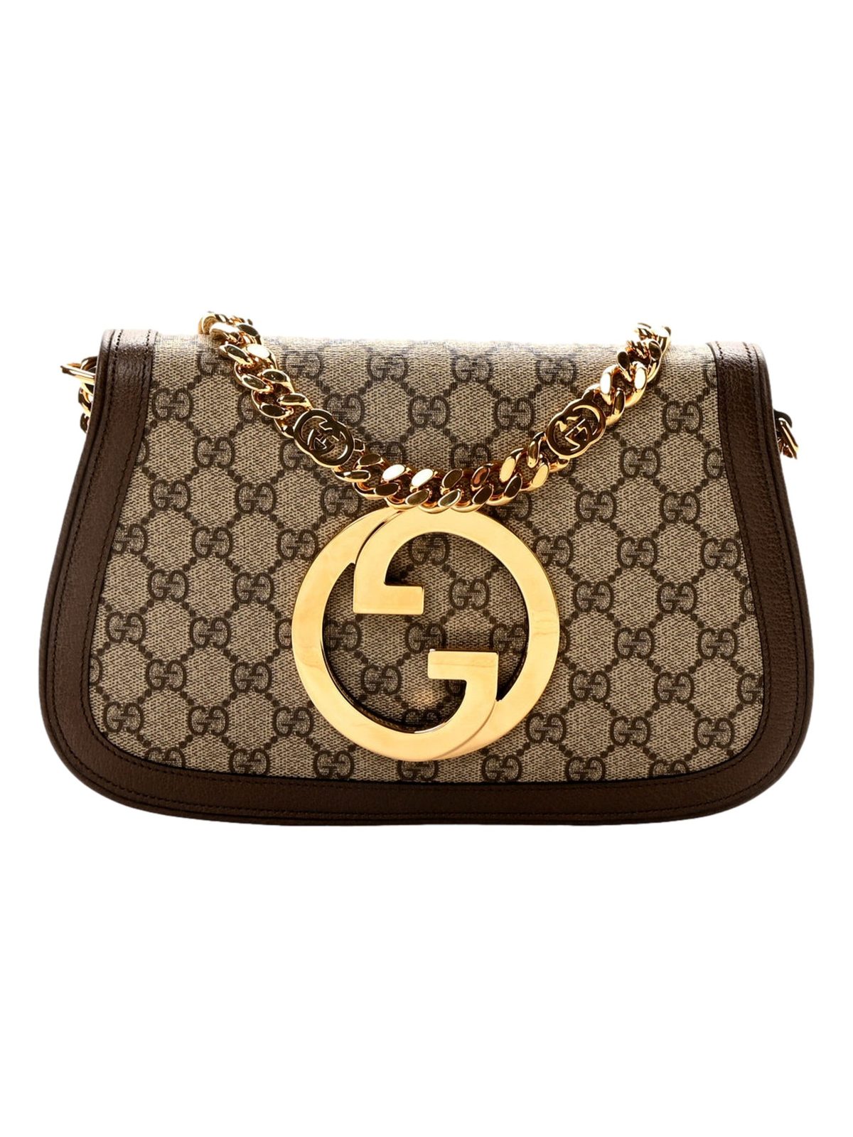 Gucci Blondie GG Supreme Canvas Leather Beige Ebony Shoulder Bag